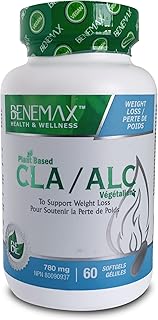 Benemax CLA High Potency - 80%. Supports Healthy Weight Management Lean Muscle Mass Non-Stimulating Conjugated Linoleic Acid. 100% Plant Based & Vegan - Outer Softgel Made of Tapioca vs Other Brands that Use Carrageenan or Gelatin. 60 Count