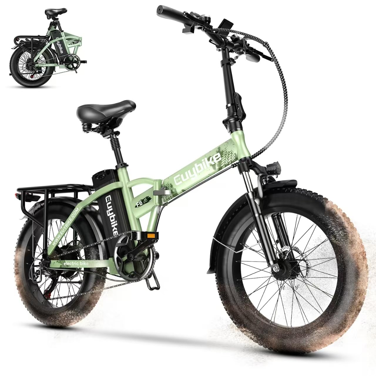 Auloor 1000W Folding Electric Bike, 48V 20AH Large Removable Battery E Bike,30+MPH, 80 Miles Max Range, 20" Fat Tire Electric Bike for Adults, Adult Electric Bicycles for Commute Beach Snow
