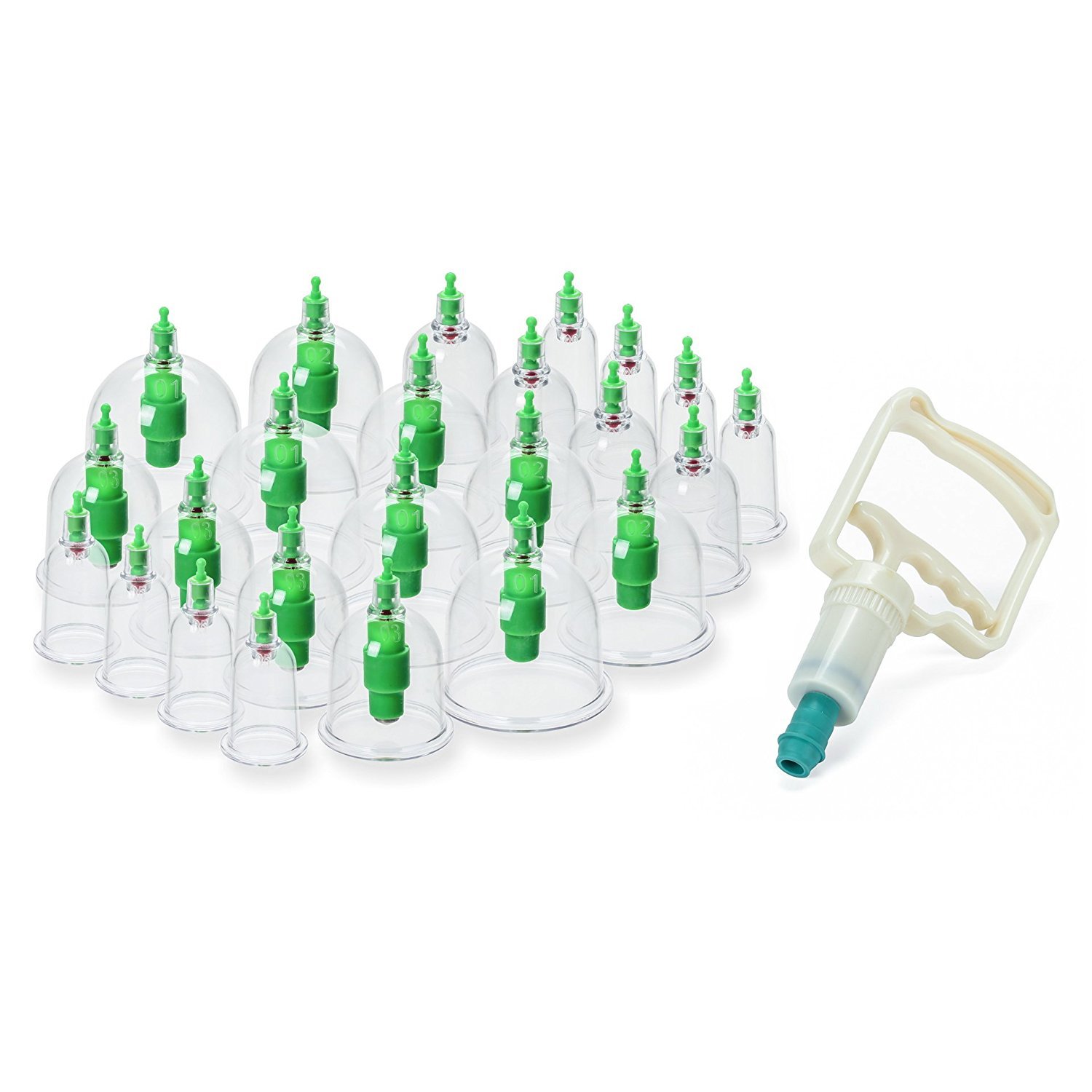 24 Cups Professional Cupping Therapy with ACU-Pressure Pointers Premium Quality Equipment Set