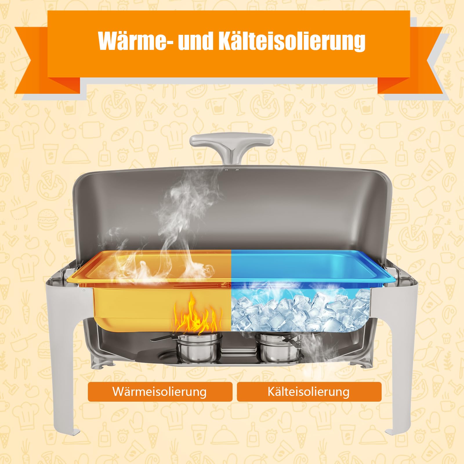 Edelstahl Warmhaltebehälter Kommerzieller Speisewärmer Warmbehälter Essen Warmhalten Behälter Catering Wärmebehälter für Speisen Buffetwärmer
