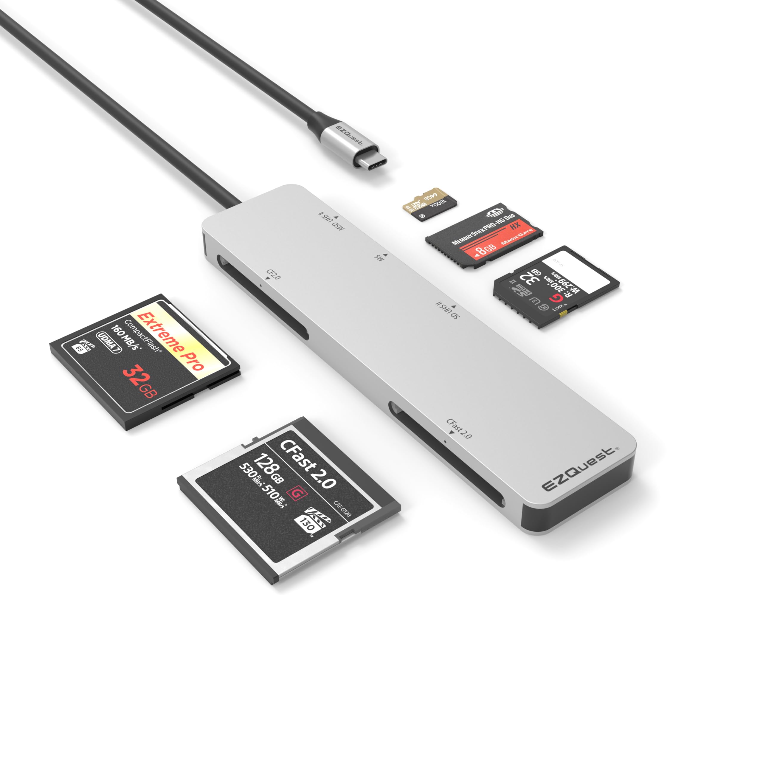 EZQuest USB-C CFast 2.0 Card Reader 5 Ports with UHS II SD/Micro SD