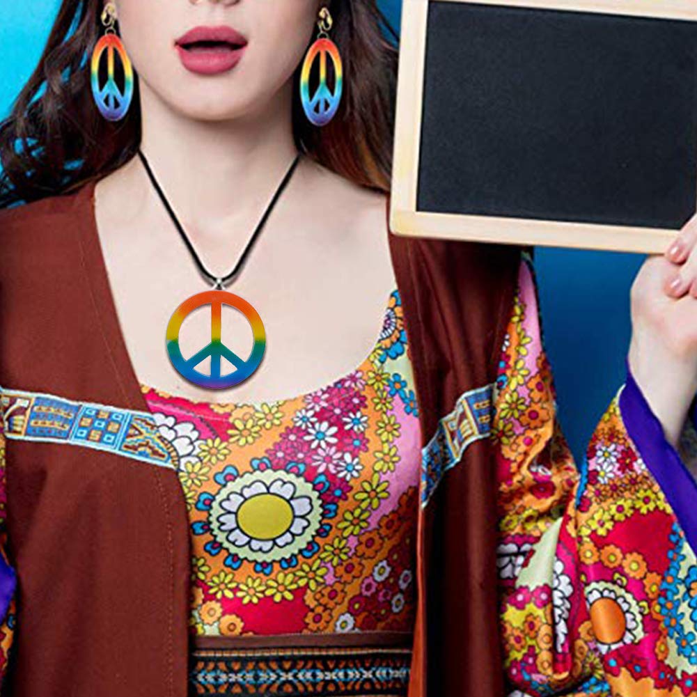 3-teiliges Hippie-Kostüm-Set – Mit Sonnenblumen-Stirnband, Peace-Halskette & Runder Sonnenbrille Für 60er/70er Party
