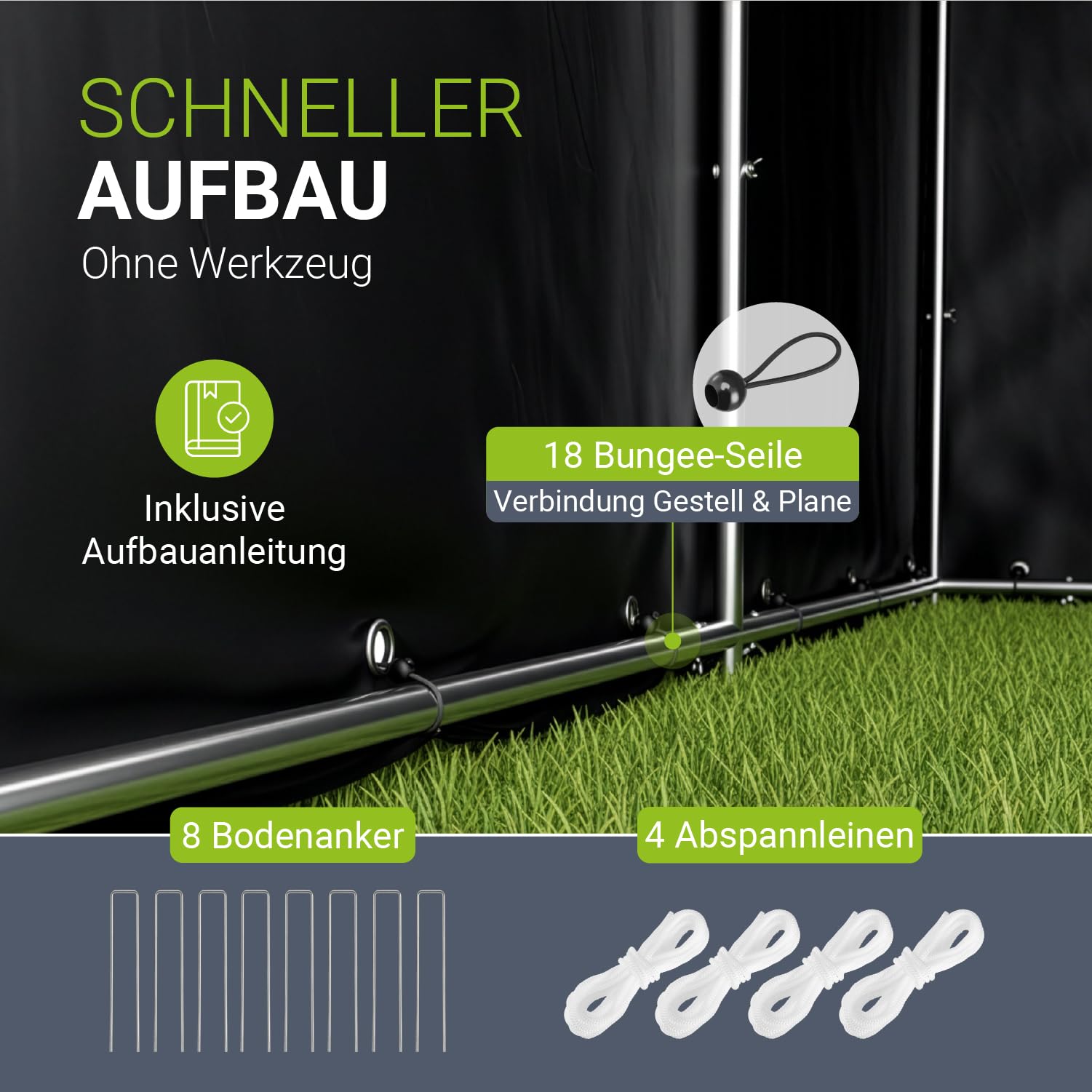 Juskys Gerätezelt S 3,6 m³ Outdoor Unterstand 180x120x165 cm wasserfeste Plane Metallrahmenkonstruktion