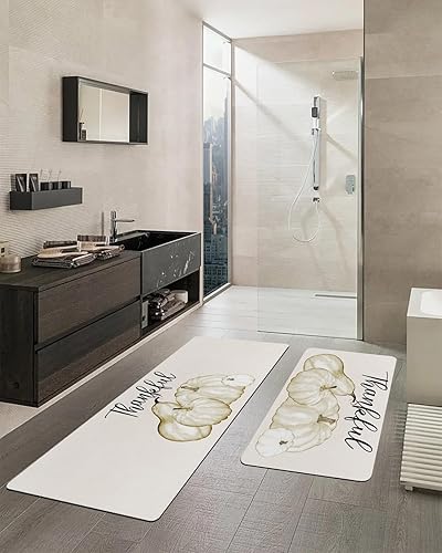 Miniatura 2 de Tapete de baño de calabaza de Acción de Gracias para bañera, antideslizante, de secado rápido y absorbente, de tierra de diatomeas, tapete para