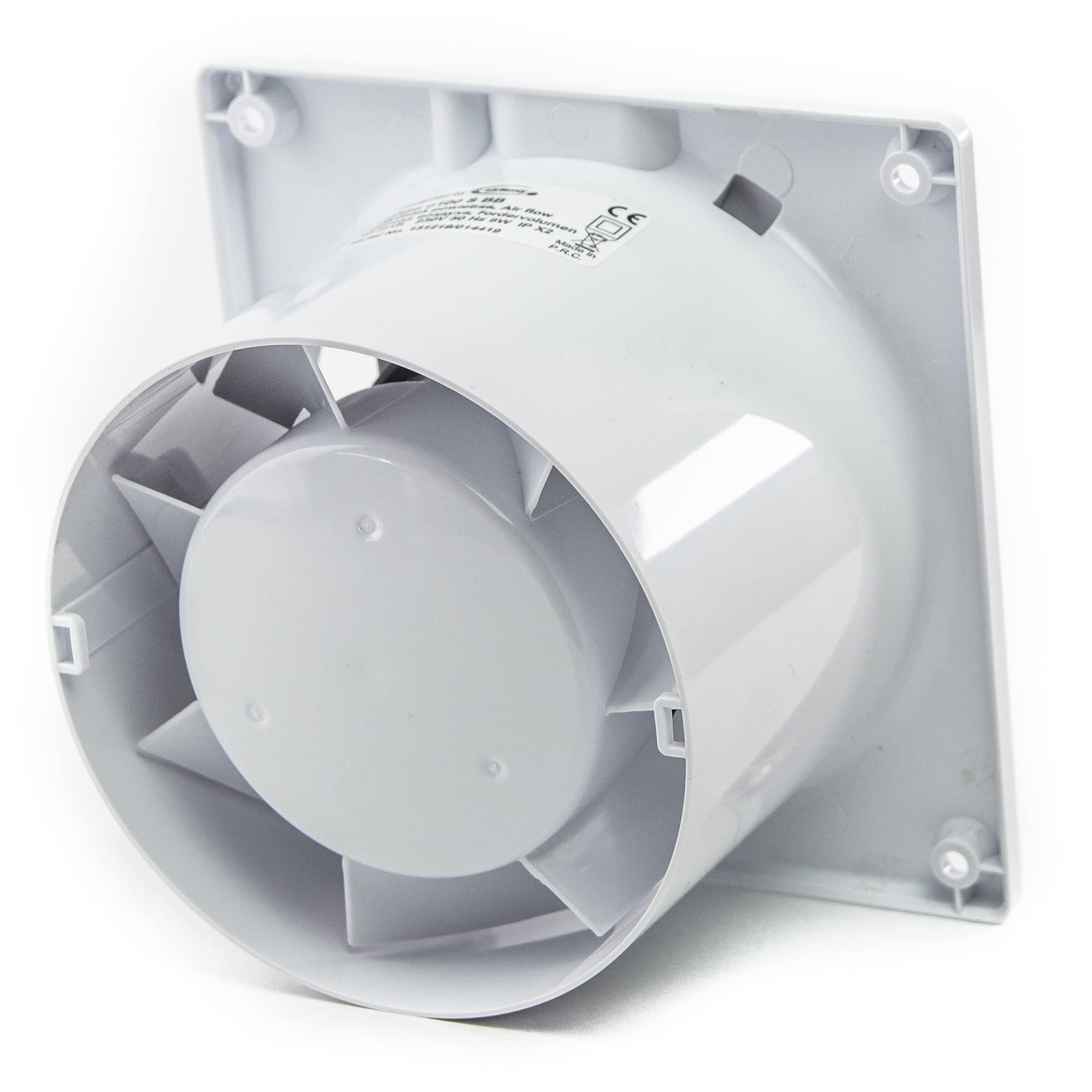 Ventilatore silenzioso, sensore di umidità (HS), diametro 100 mm, vetro bianco, cuscinetti a sfera, basso rumore, basso consumo energetico, per bagno e cucina dRim