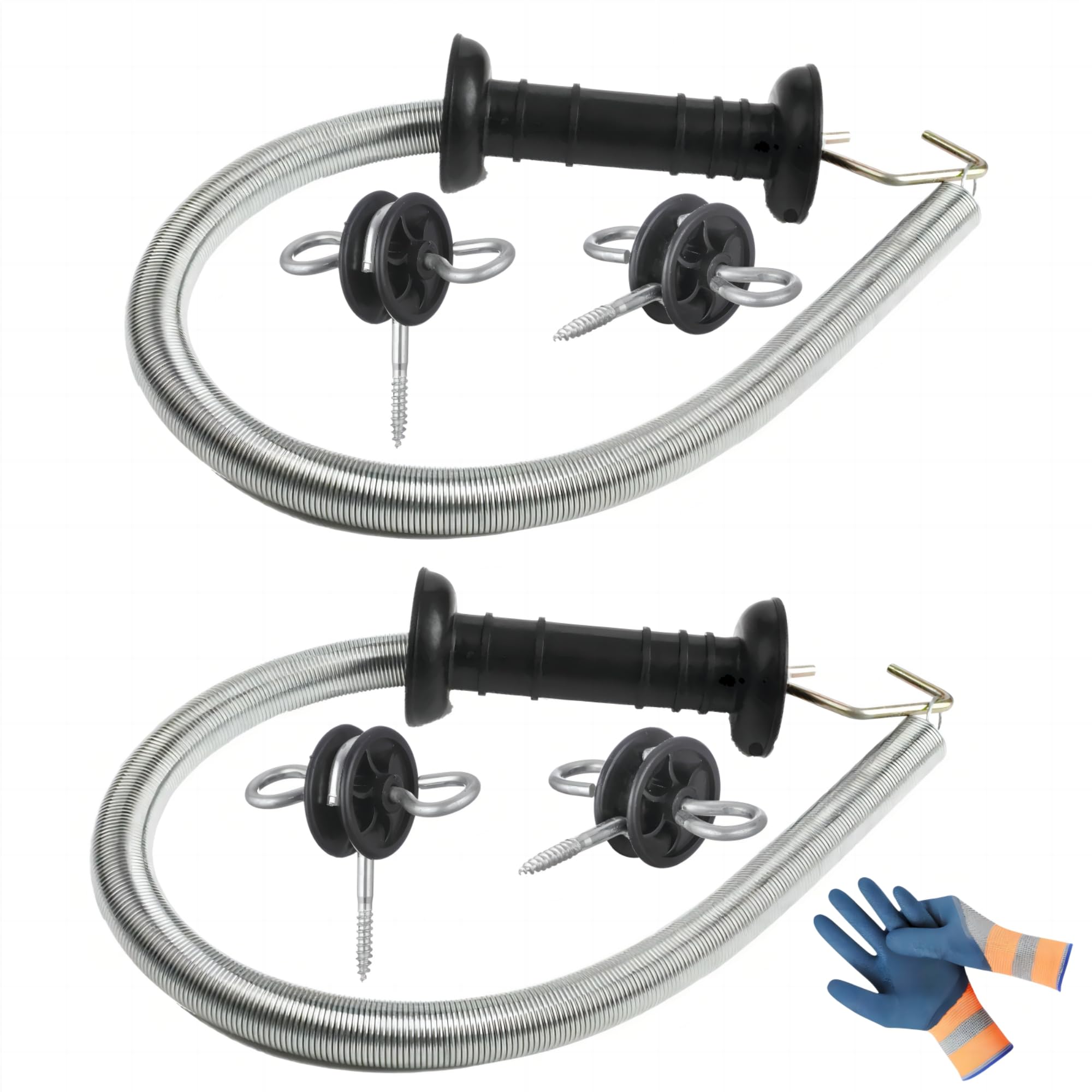 Elektrozaun-Tor-Set, Elektrozaun-Torgriff mit Feder, 4 m Spannfeder