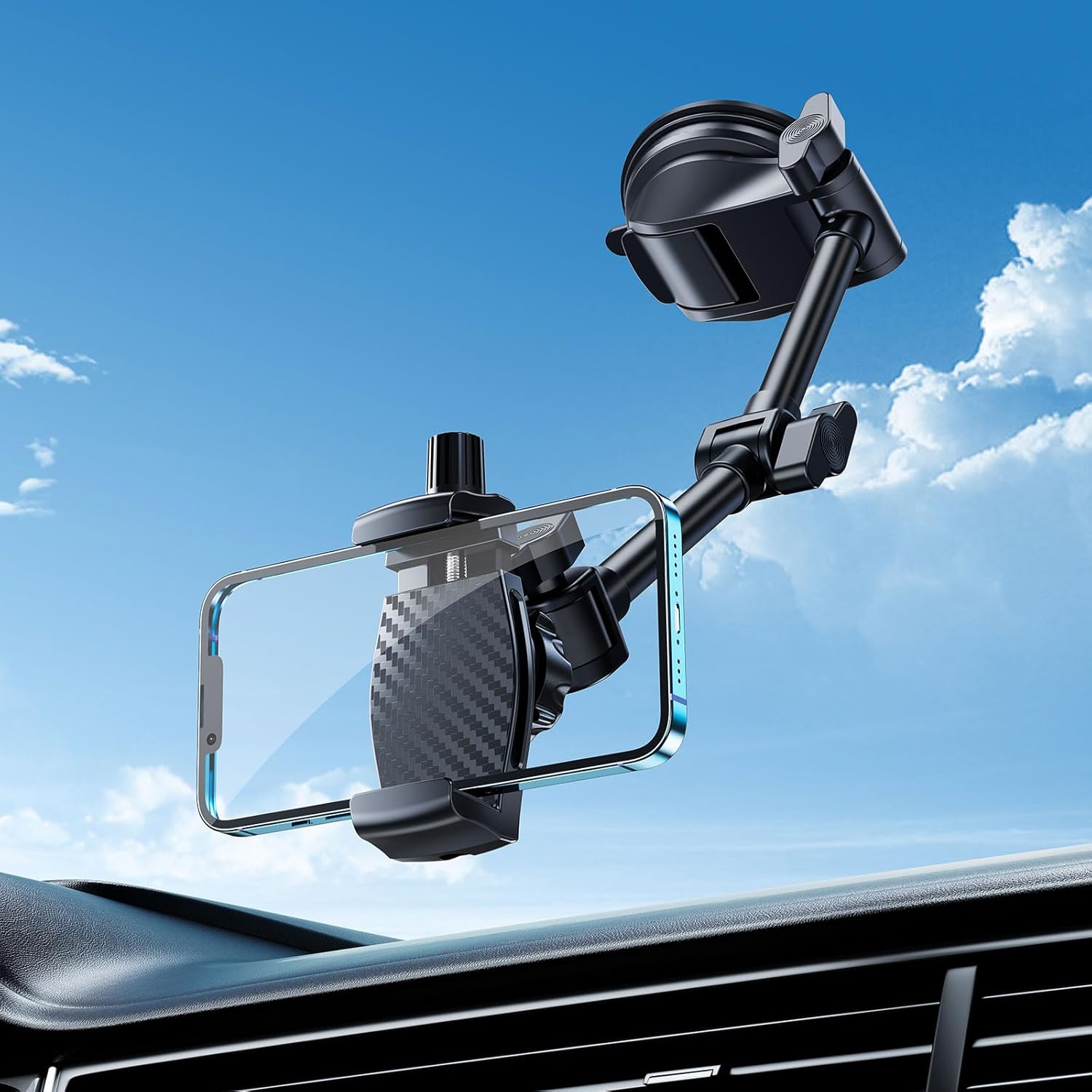 Car Phone Holder for Windshield Window Video Recording Vlogging Filming, Multi-Angle Adjustable & Rotatable & No Swiveling Car Phone Mount for 4.7"-6.9" iPhone 16 15 14 Samsung S25 Ultra - Image 7
