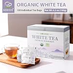 Soeos Organic White Tea Bags, 6.3oz (180g) 100 Count, Floral Aroma & Smooth Taste, Loose Leaf Tea Bags for Hot or Iced Tea, Everyday Brewing.