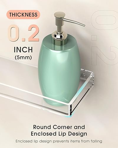 Miniatura 6 de MaxGear Acrylic Clear Floating Shelves with Edge, Wall Mounted Hanging Bookshelves, Decorative Display Wall Shelves Storage Organizer for Bathroom,