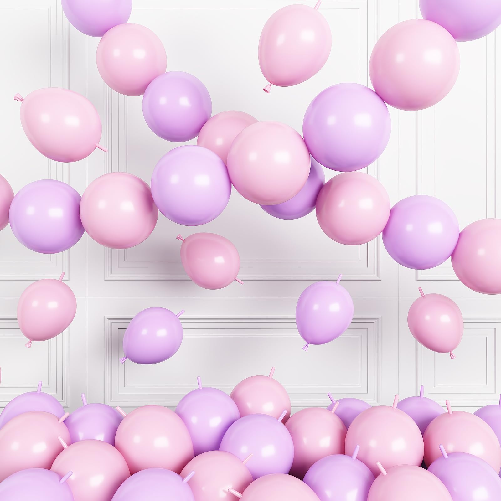 Pink Purple Link Balloons,120Pcs 6Inch Pastel Purple Pink Linking Balloons
