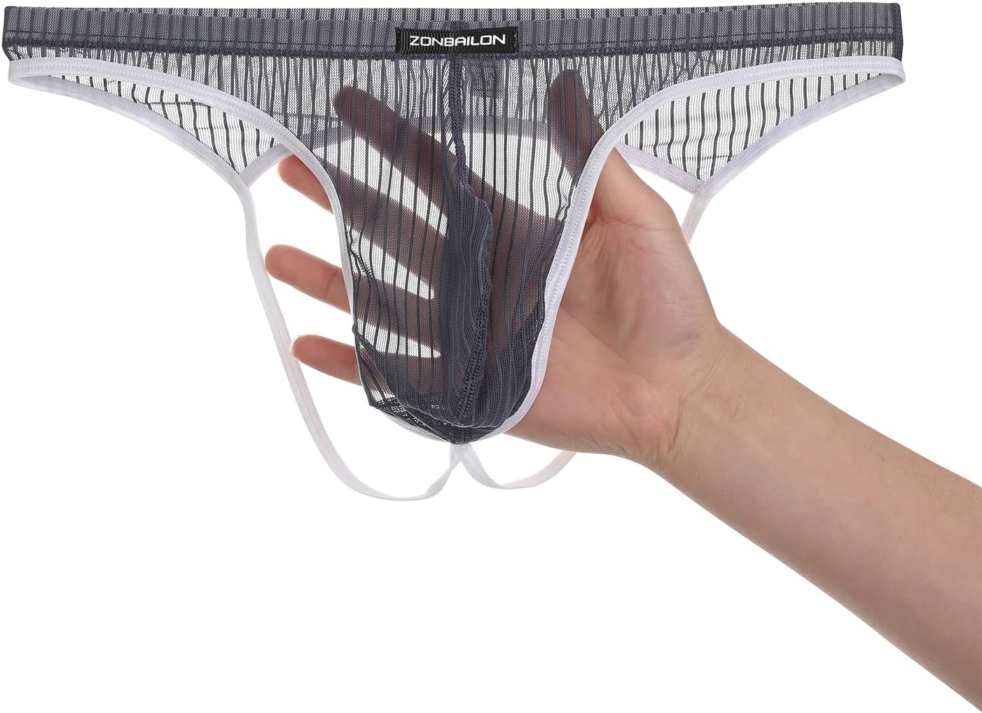 SUMABA Mens Sheer Bulge Enhancing Jockstrap Briefs See Through Flex Thongs Underwear Pack S M L XL 2XL