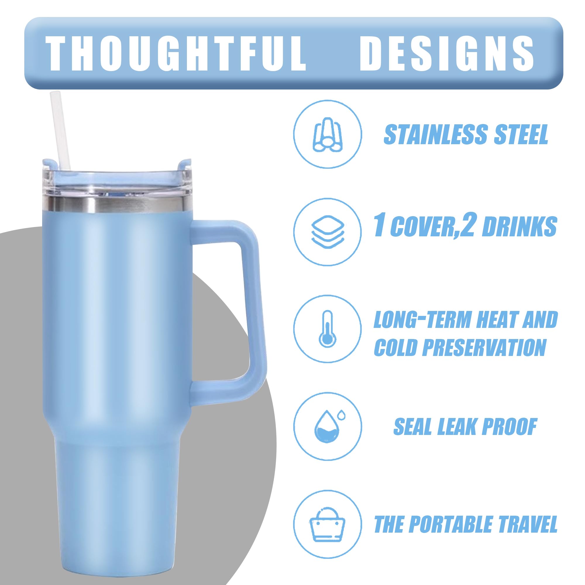 LoFone Travel Mug 850ml - Isolierbecher Mit Strohhalm