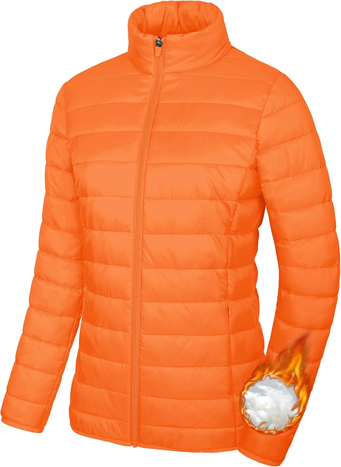 MAGCOMSEN Women's Puffer Jacket Lightweight Quilted Padded 4 Pockets Zip-up Stand-collar Winter Fleece Coat - Image 3