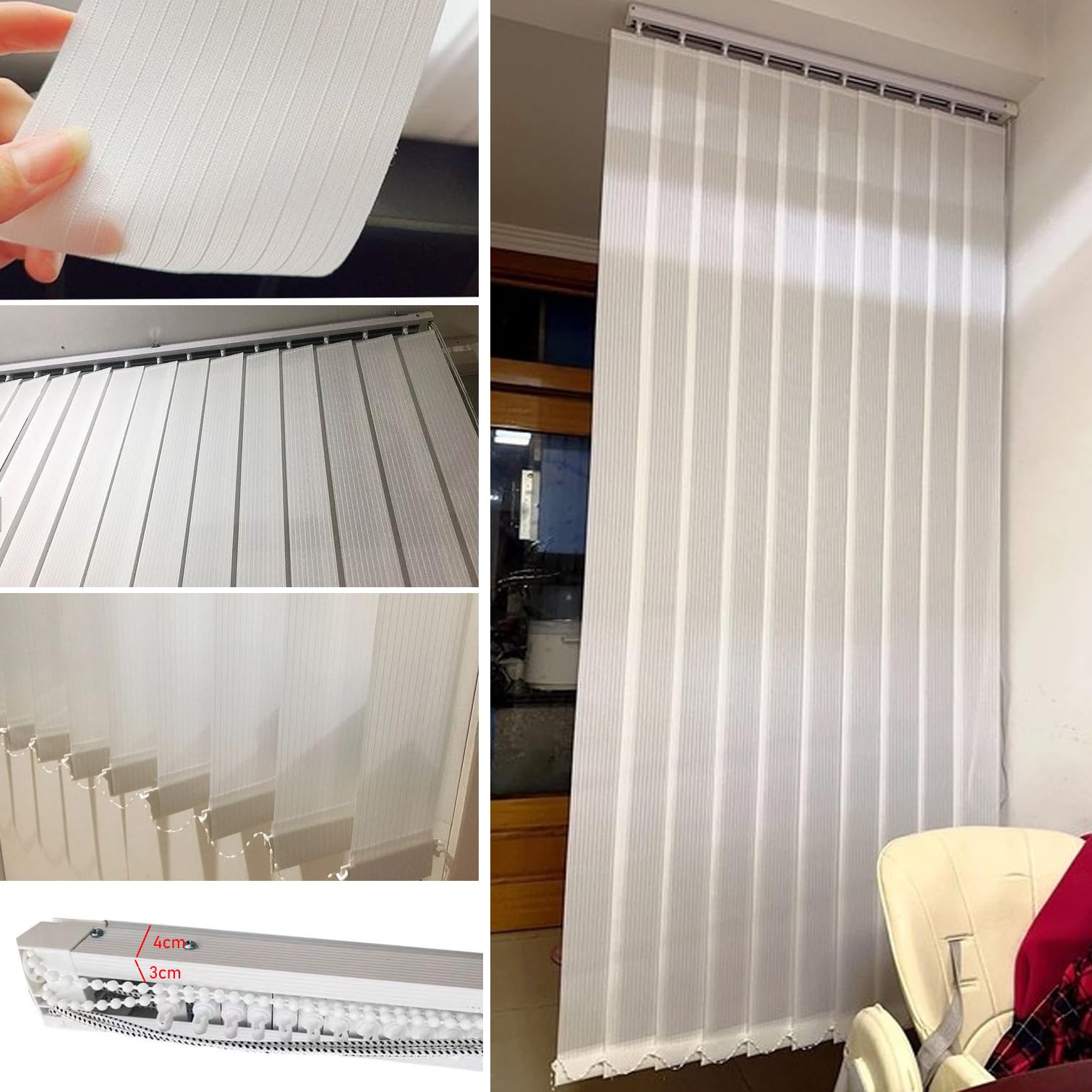 Tende Veneziane Verticali per Finestre,Tende Verticali a Lamelle in Tessuto Bianco 98mm,Oscuranti 60%,Privacy,Tenda Scorrevoli,per Casa e Ufficio,Personalizza,Larghezza x Altezza (160cm x 260cm)