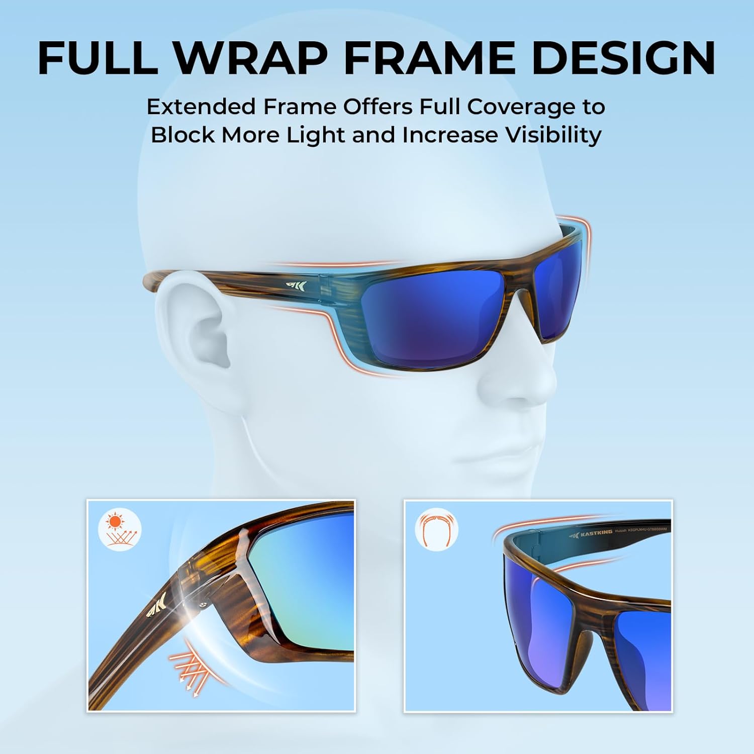 KastKing Huzzah Polarized Sport Sunglasses for Men and Women, Ideal for Driving Fishing Cycling and Running,UV Protection
