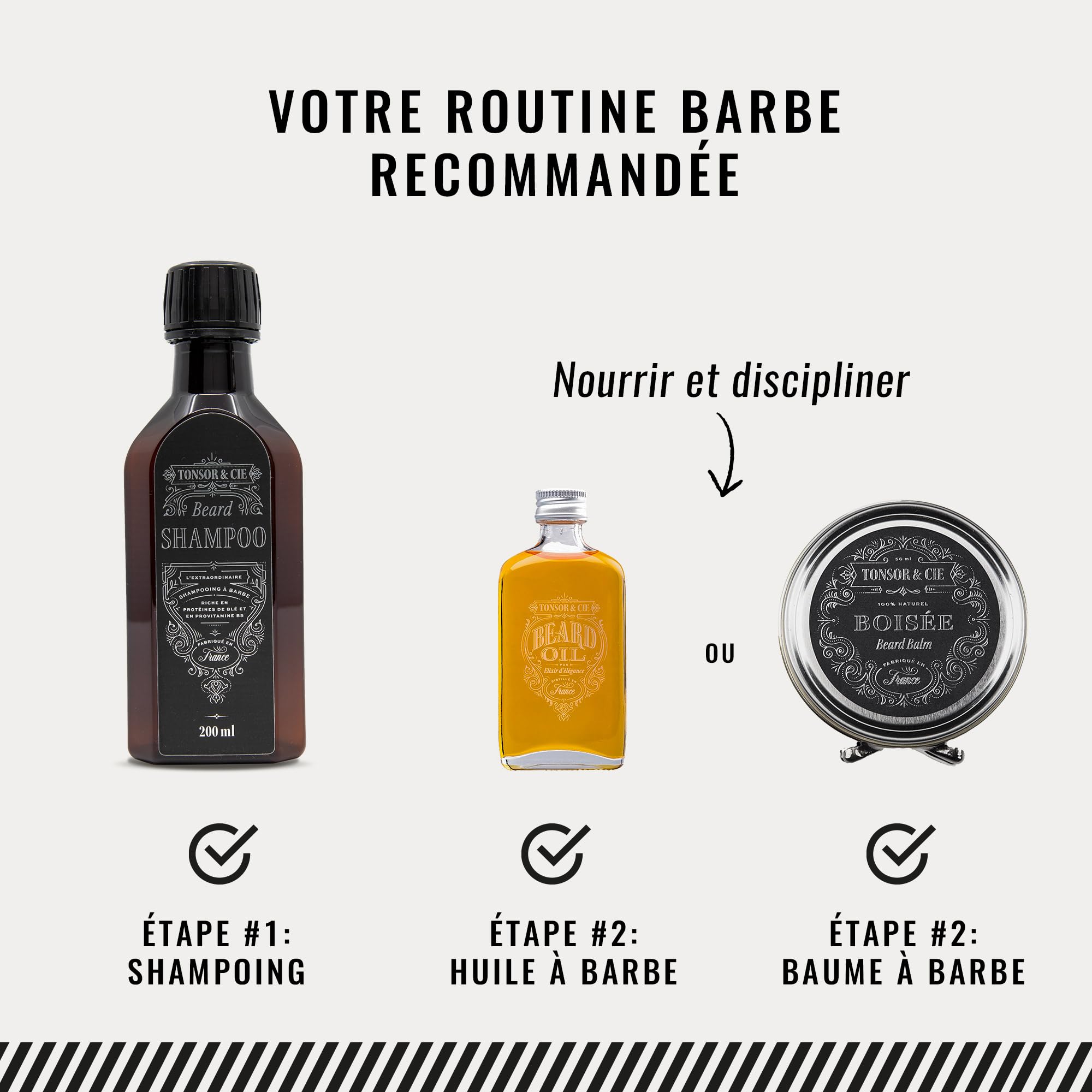 Tonsor & Cie - Baume à Barbe Orient 50 ml - Soin Barbe Hydratant & Disciplinant - Beurre de Karité, Cire d’Abeille & Vitamine E - Parfum Ambre Rouge & Vanille - Naturel - Formulé et Fabriqué en France