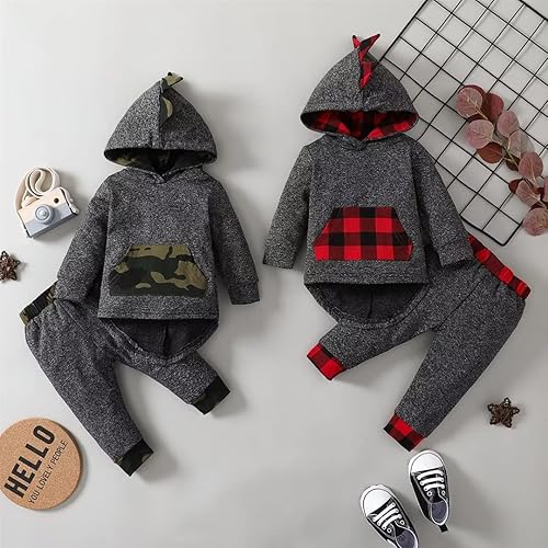 Miniatura 6 de Ropa para bebé niño pequeño, traje de otoño e invierno, manga larga, sudadera con capucha + pantalones, 2 piezas