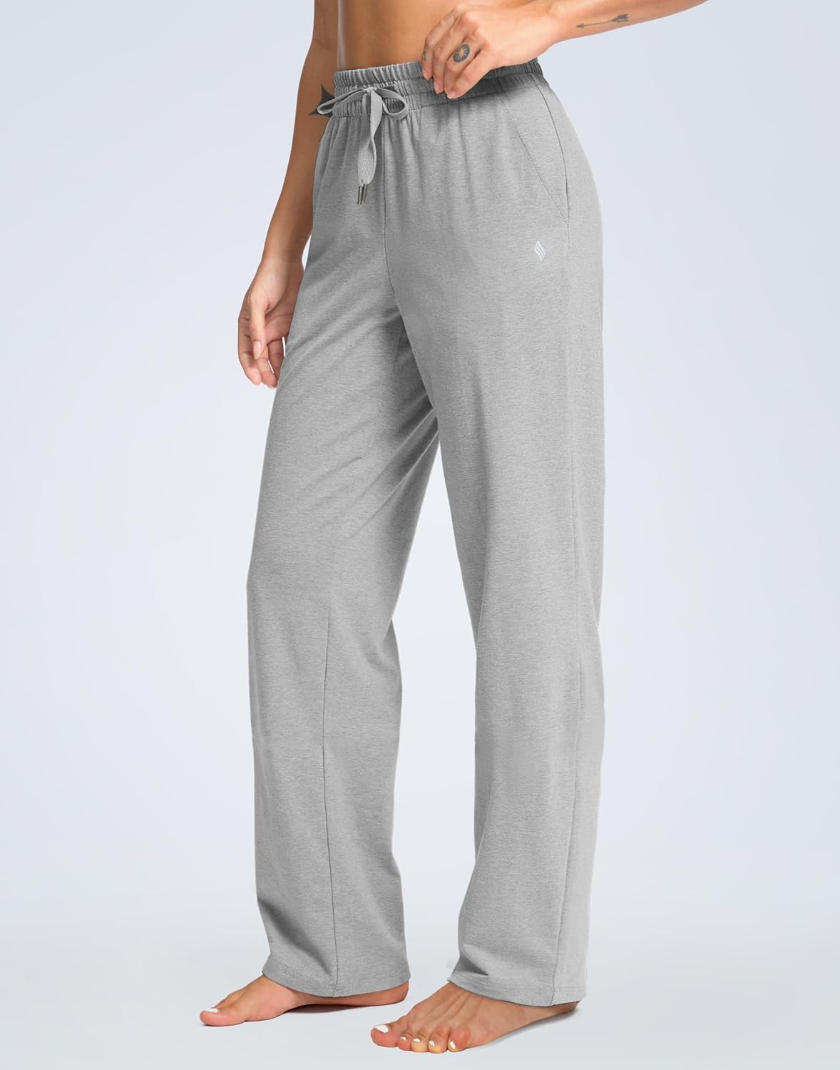 SANTINY 31"/33"/35" Women's Tall Cotton Sweatspants Yoga Lounge Casual Pants Open Bottom Sweat Pants for Women with Pockets - Image 2