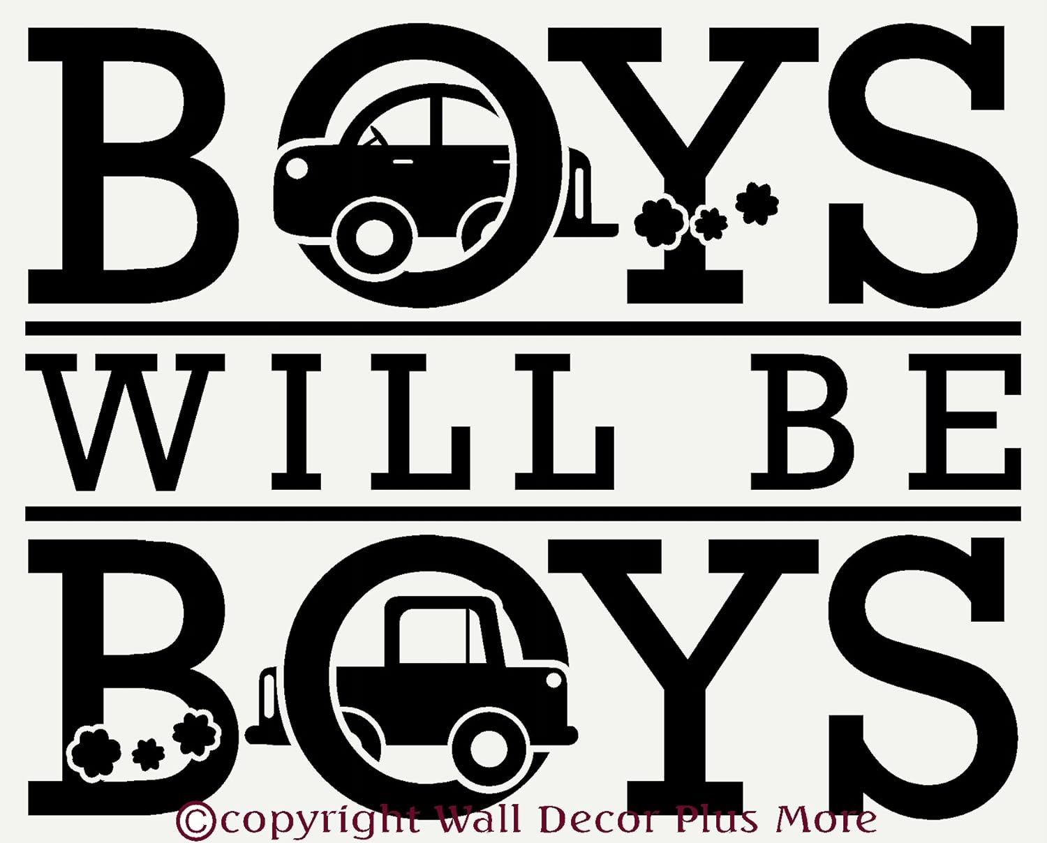 Wall Décor Plus More WDPM1338 Boys Will be Boys Wall Vinyl Sticker Lettering Decal, 29W by 23H, Black