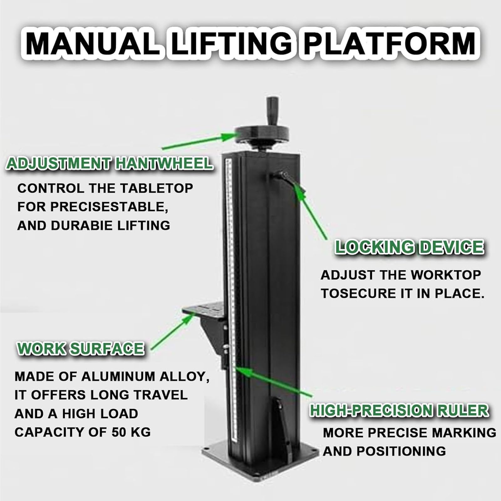 Plataforma de elevación manual de eje Z con columna de tornillo tipo T y etapa deslizante para experimentos ópticos y equipos científicos
