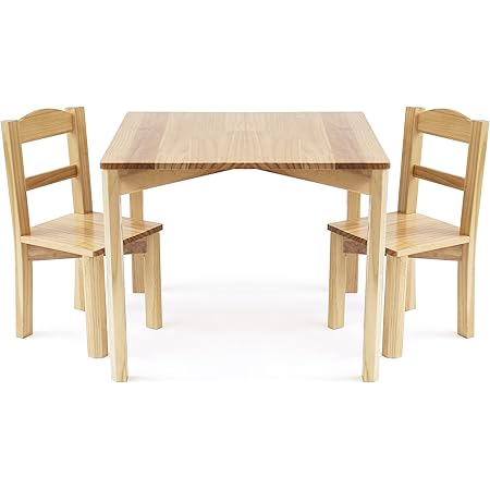 Amazon.com: KRAND Kids Solid Wood Table and 2 Chair Set with Storage ...