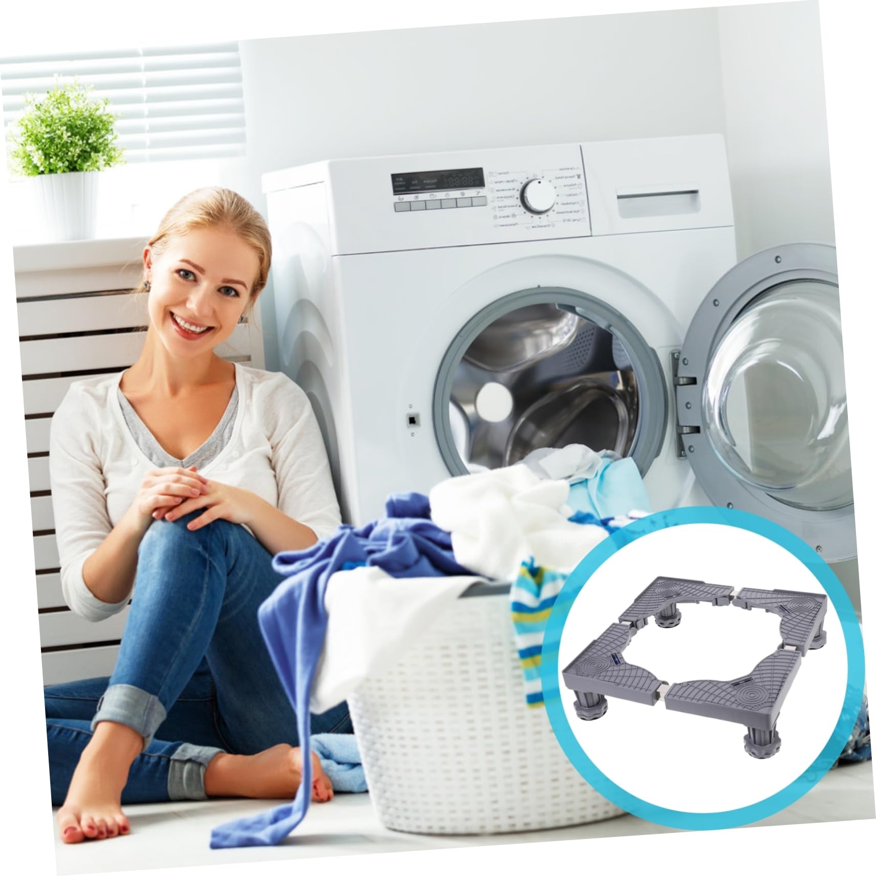 SHINEOFI Base de Lavadora Multifuncional Ruedas Giratorias para Refrigerador y Secadora, Soporte Estable y Antivibración para Electrodomésticos