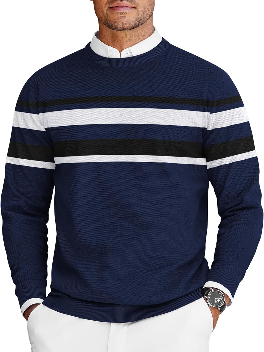 COOFANDY Mens Crew Neck Lightweight Knit Sweater