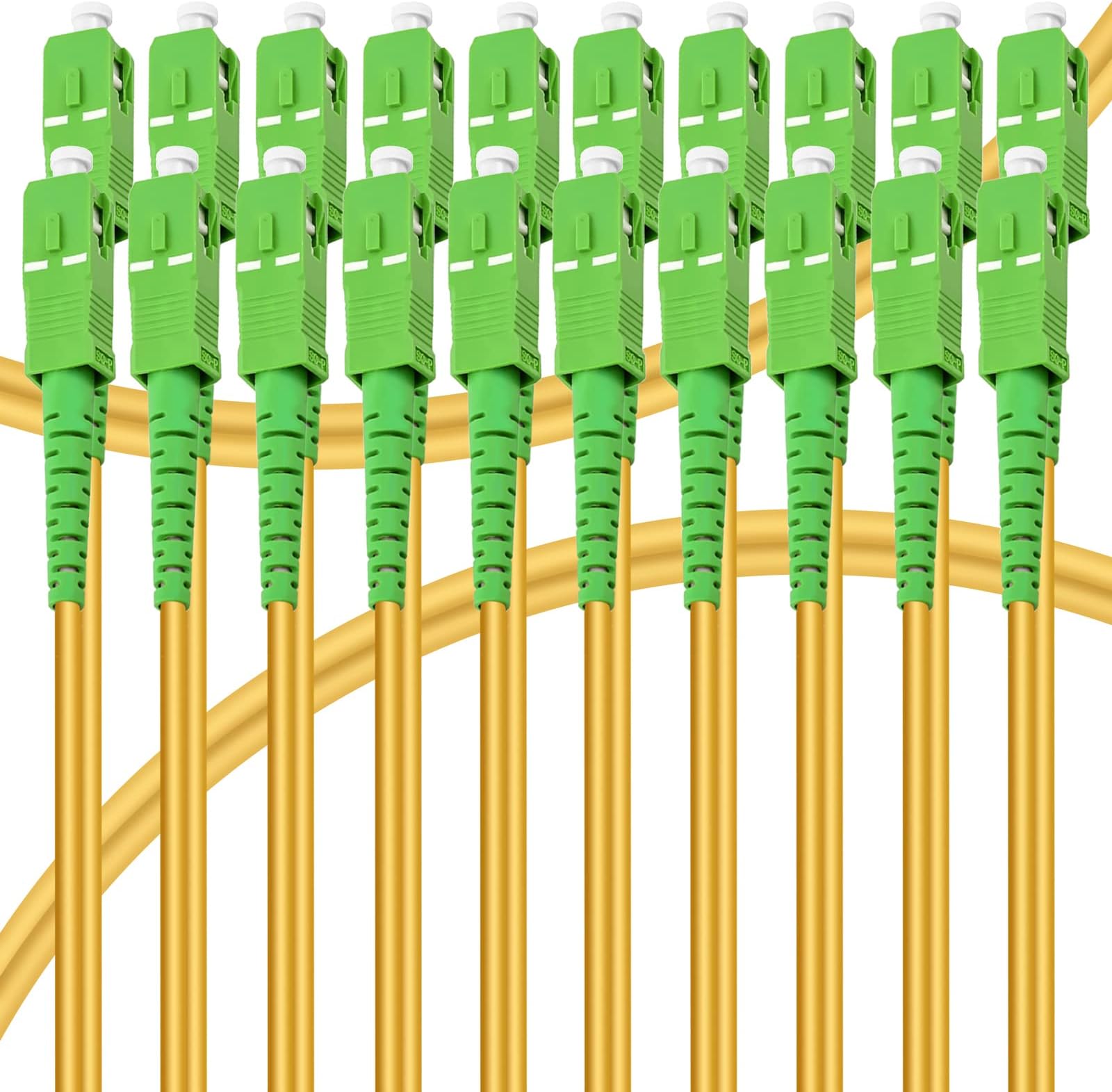 100ft (30m) SC/APC to SC/APC Fiber Optic Internet Cable, Single Mode Patch Cord, Jumper Cable, Optical Patch for Internet - SIMPLEX - 9/125um - OS1/OS2 Compatible, LSZH Yellow