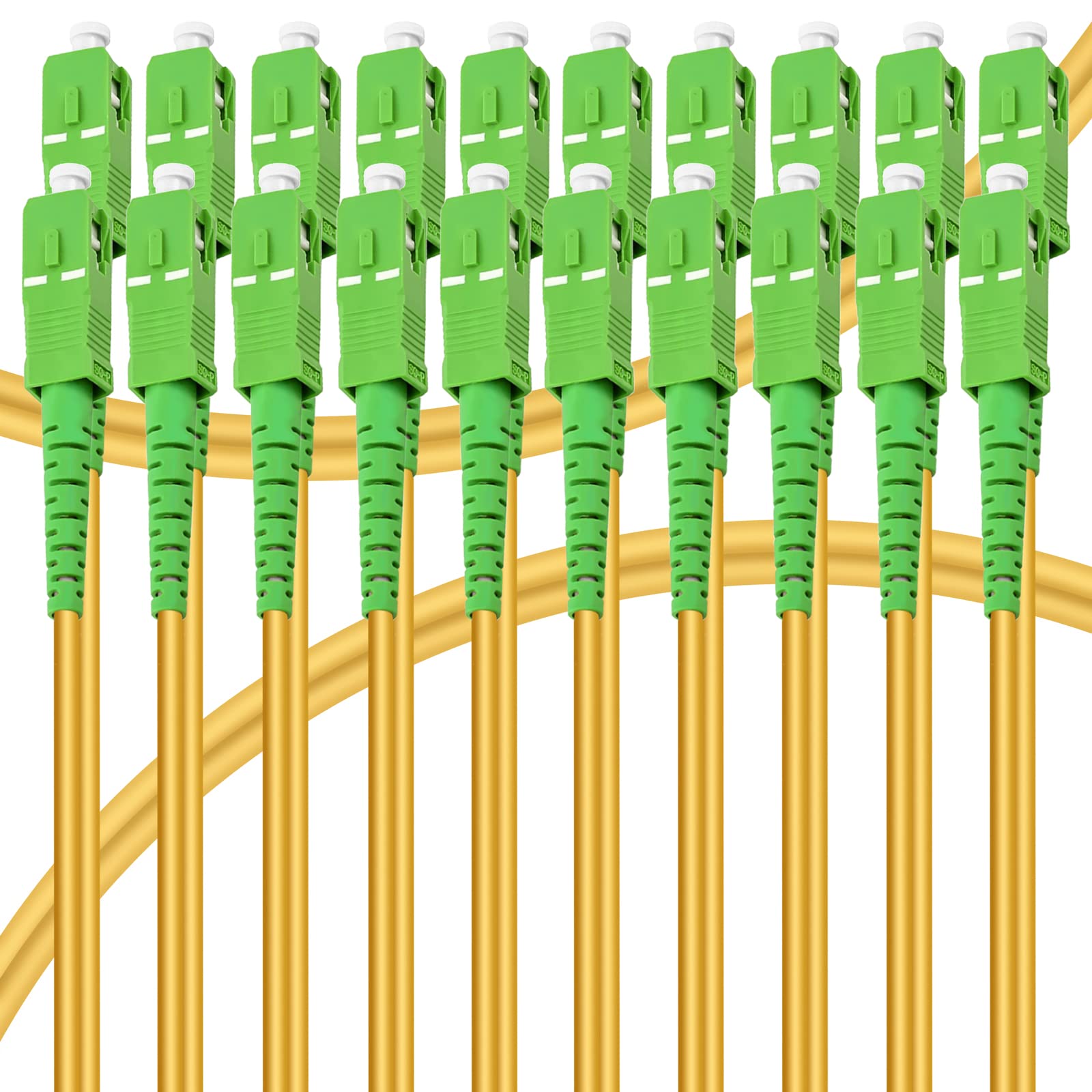 100ft (30m) SC/APC to SC/APC Fiber Optic Internet Cable, Single Mode Fiber Patch Cable, Fiber Optic Jumper Cable, Optical Patch Cord for Internet - SIMPLEX - 9/125um - OS1/OS2 Compatible, LSZH Yellow