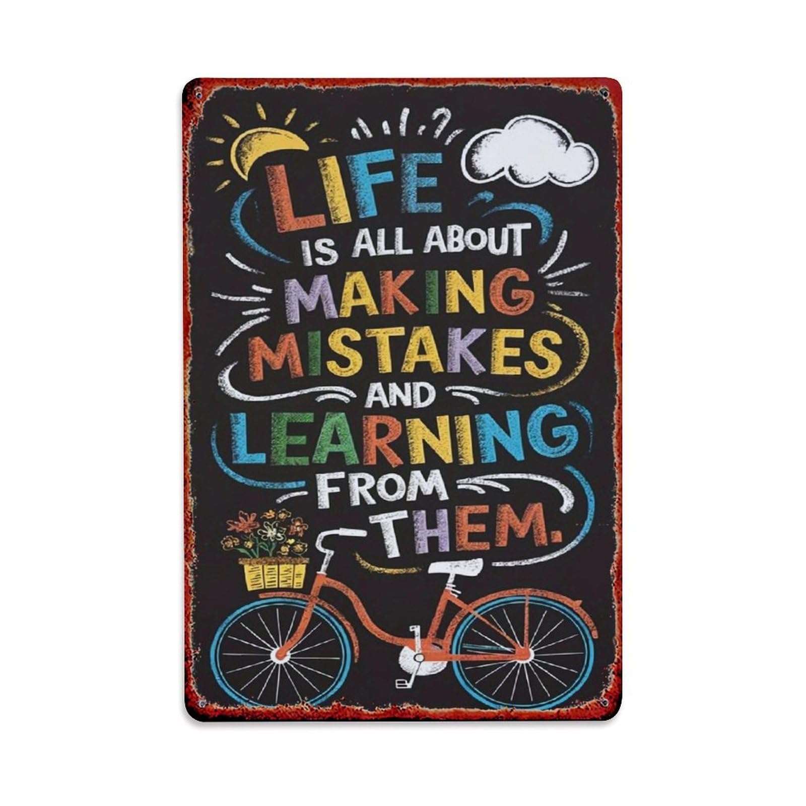 Jdfenggu Vintage Life Is All About Making Mistakes And Learning From Them Retro Metal Tin Sign, Decor Art Poster For Bar, Home, Man Cave, Kitchen, Laundry Room Gift 8X12inch