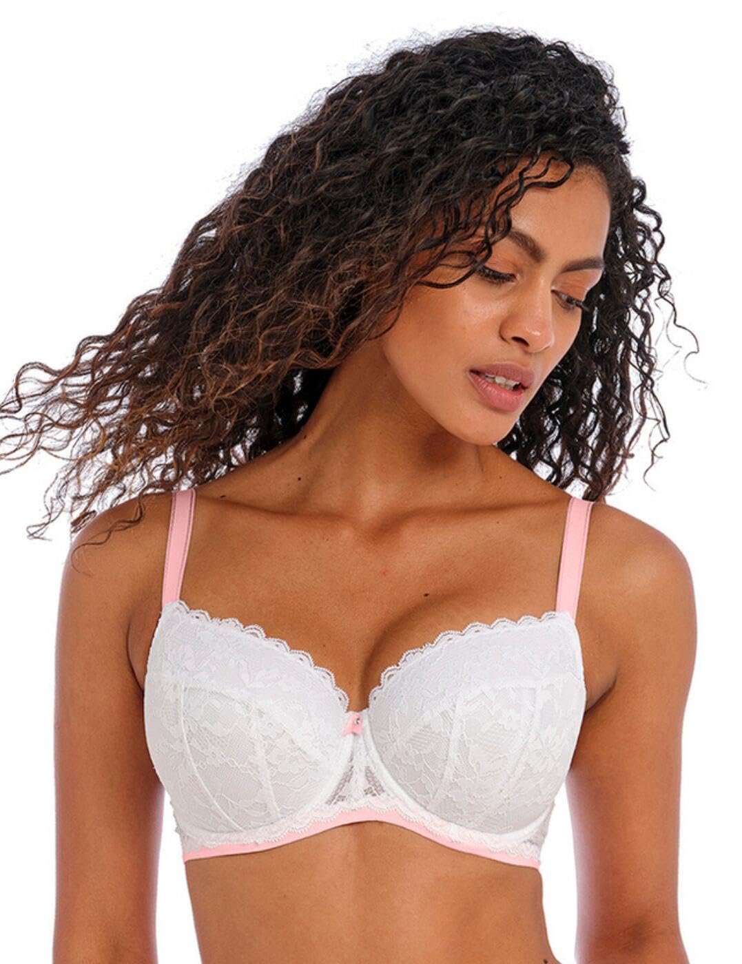 FREYA Laurine brazilian string 'Raspberry roze' met kant en satijn