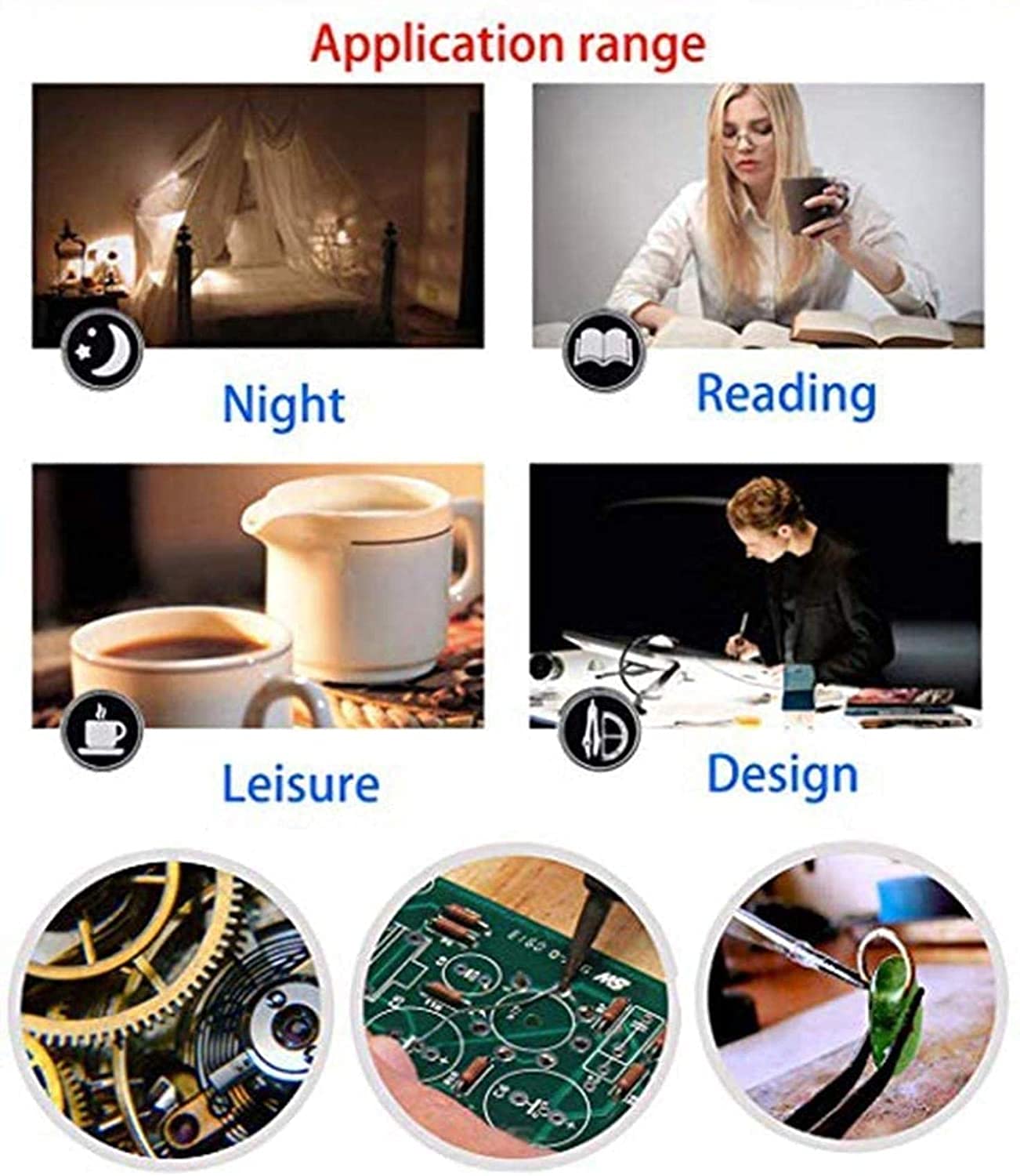 Lámpara de Abrazadera de Lupa 3X 10X con 26 Luces LED, Brazo Giratorio Ajustable Regulable, Mesa de luz de Utilidad, Lupa iluminada para Lectura, Manualidades, reparación, Lupa, Blanco Safehappy