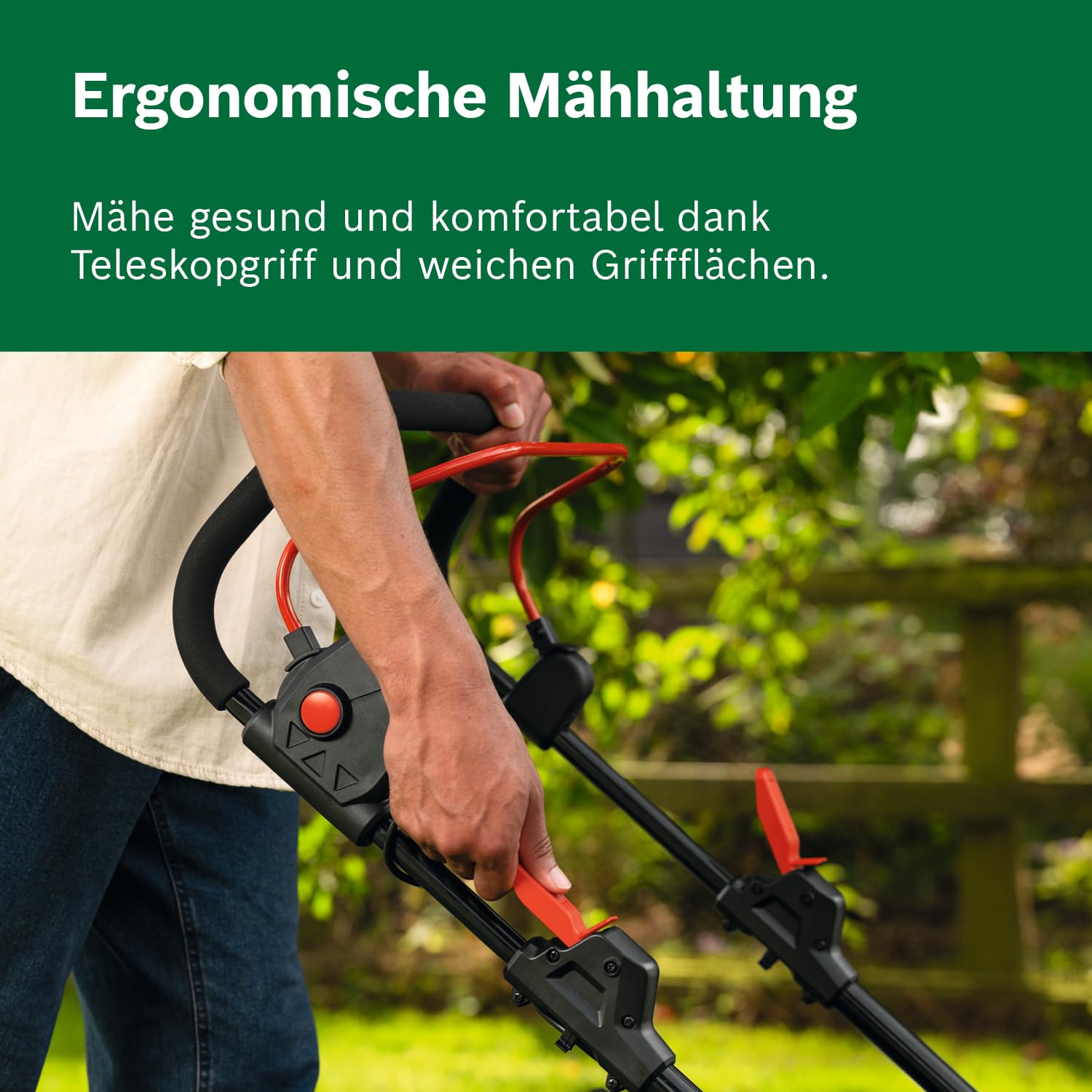 Bosch Akku-Rasenmäher ROTAK18V2-43 (Schnittbreite: 43 cm, Schnitthöhe: 30-75 mm, 50 l Stoff-Grasfangkorb, Mulchstopfen, inkl. 2 x 18V Akku und Ladegerät)