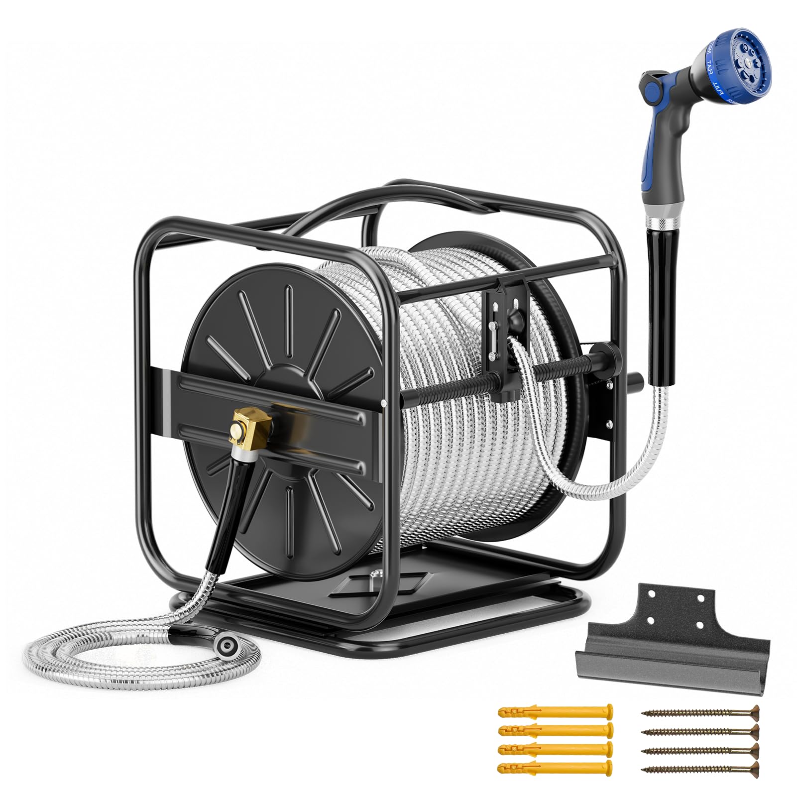 Photo 1 of SPECILITE Hose Reel with 100Ft 5/8" Stainless Steel Hose, 360 Swivel Base