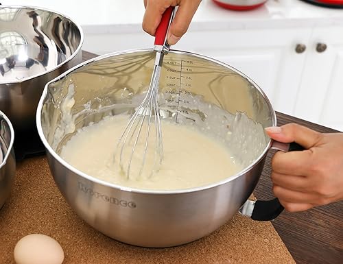 Miniatura 8 de Rorence - Boles con boquilla antigoteo, antiderrapante, de acero inoxidable, con mango y tapa. Set de 3unidades., Rojo