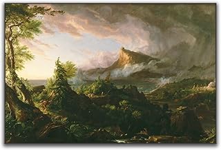 OKRA Cole Thomas The Course of Empire The Savage State 1836 Poster Nature Wilderness Landscape Painting Print Room Aesthetic Decor Suitable for Bedroom Living Room Office Cool Wall Decor