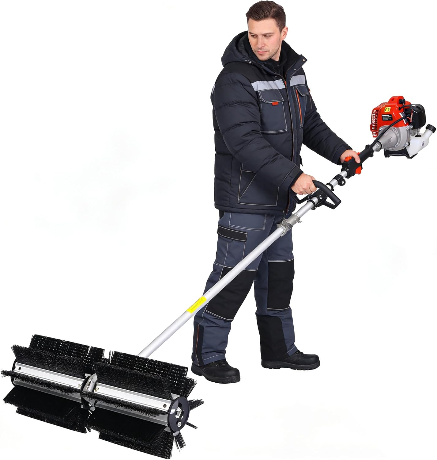 Gas Snow Sweeper Gasoline Powered – 52CC 2-Stroke Engine Walk-Behind Power Broom, 24" Clearing Height Paddle Sweeper for Driveway, Gravel, Lawn & Garden (EPA)