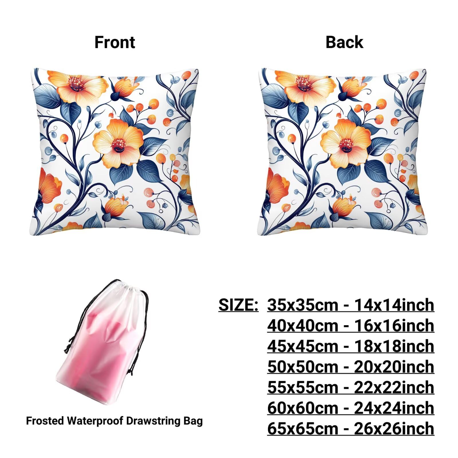 Outdoor Kissenbezug 65x65cm 4er Set Outdoor Wetterfest Kissenbezüge Bunte Wasserdichte Leinen Dekorative Kissenhülle Frühling Sommer Zierkissenbezug für Balkon Terrasse Bett Garten Deko (Anlage) Y-74
