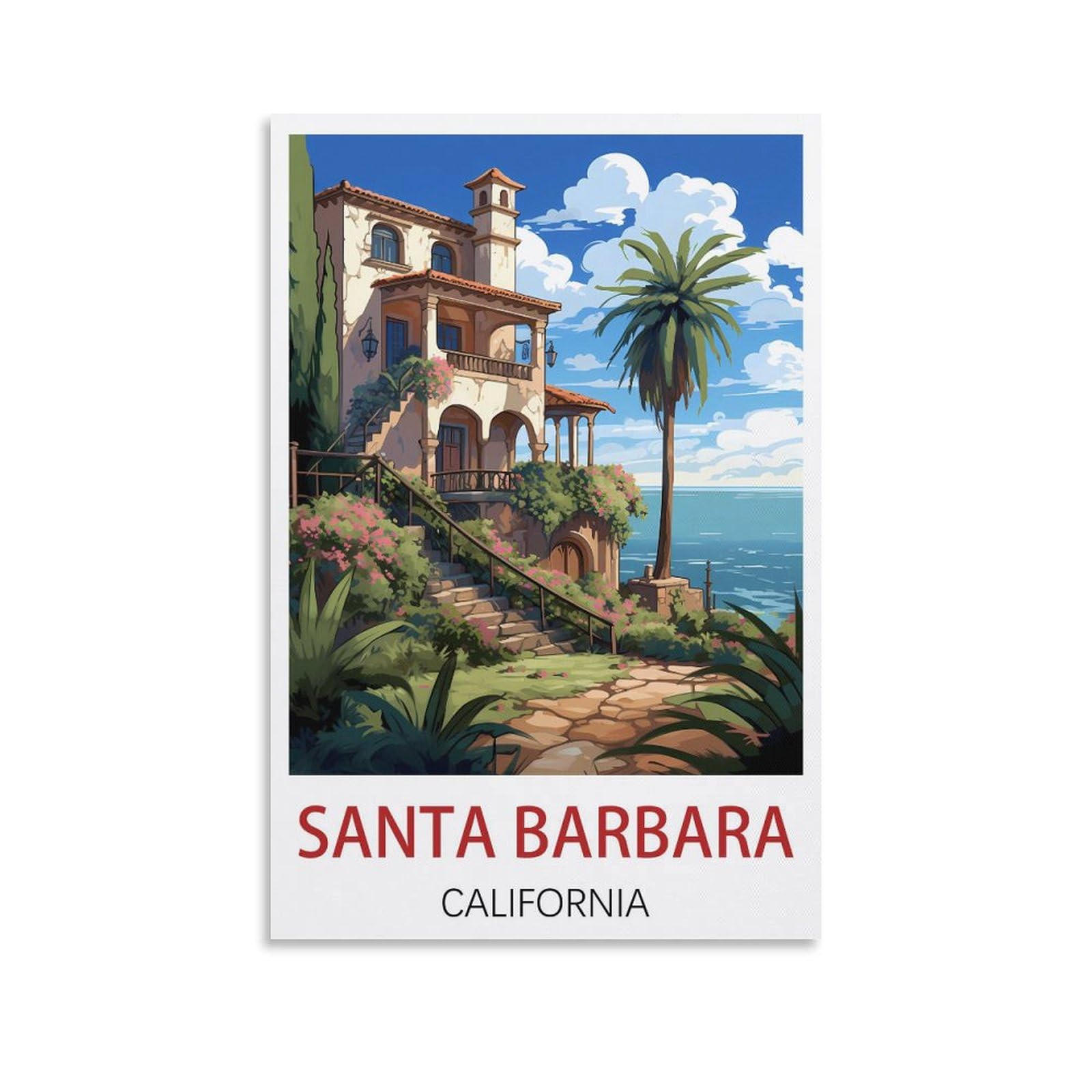 Vintage Metal Tin Sign Santa Barbara Kitchen Bar Novelty Gift Metal Tin Wall Décor Sign 15x30cm