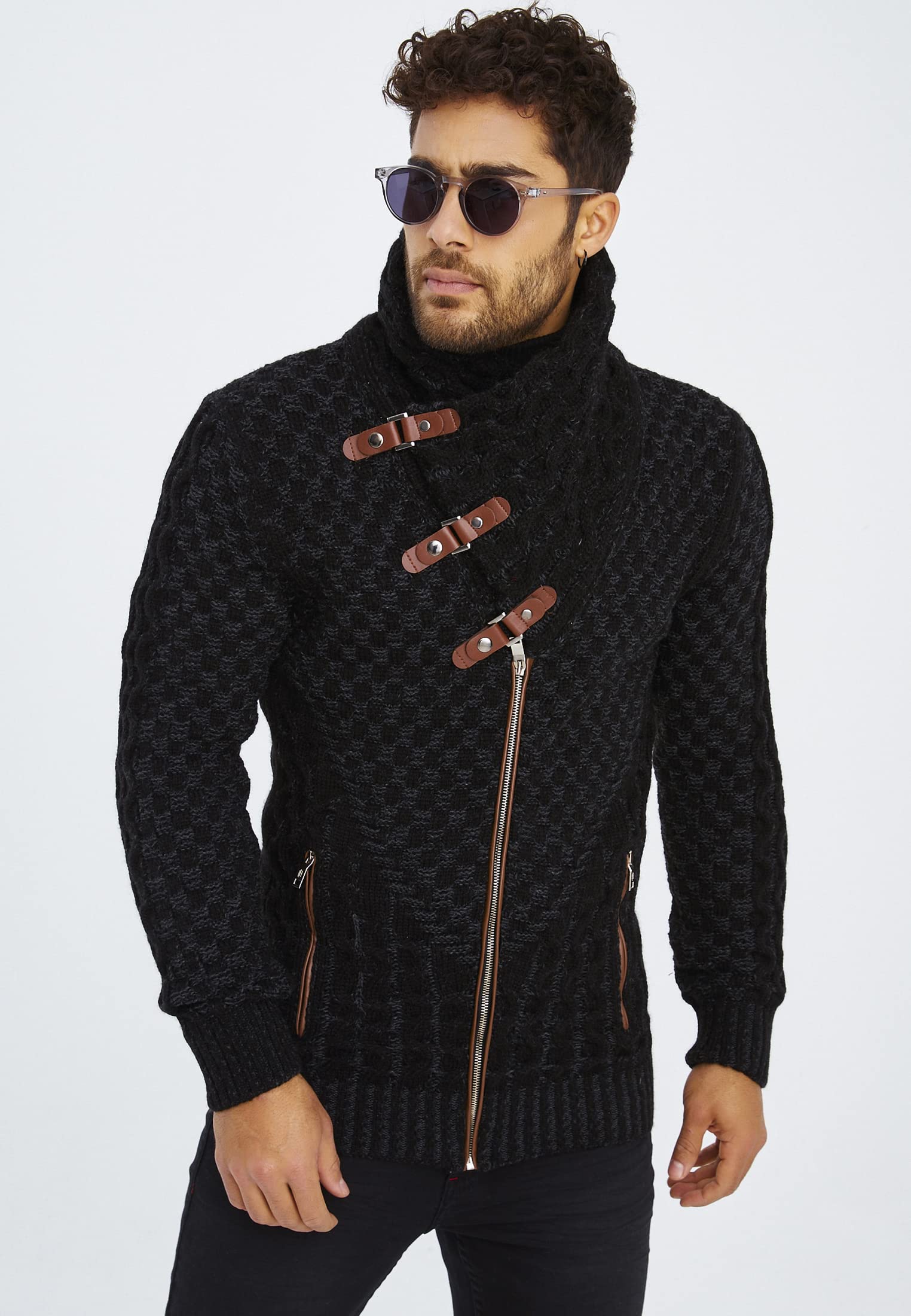 Leif Nelson Herren Strickjacke mit Reißverschluss in Regular Fit, Männer Cardigan in Langarm Design, ideal für Casual und Business-Looks