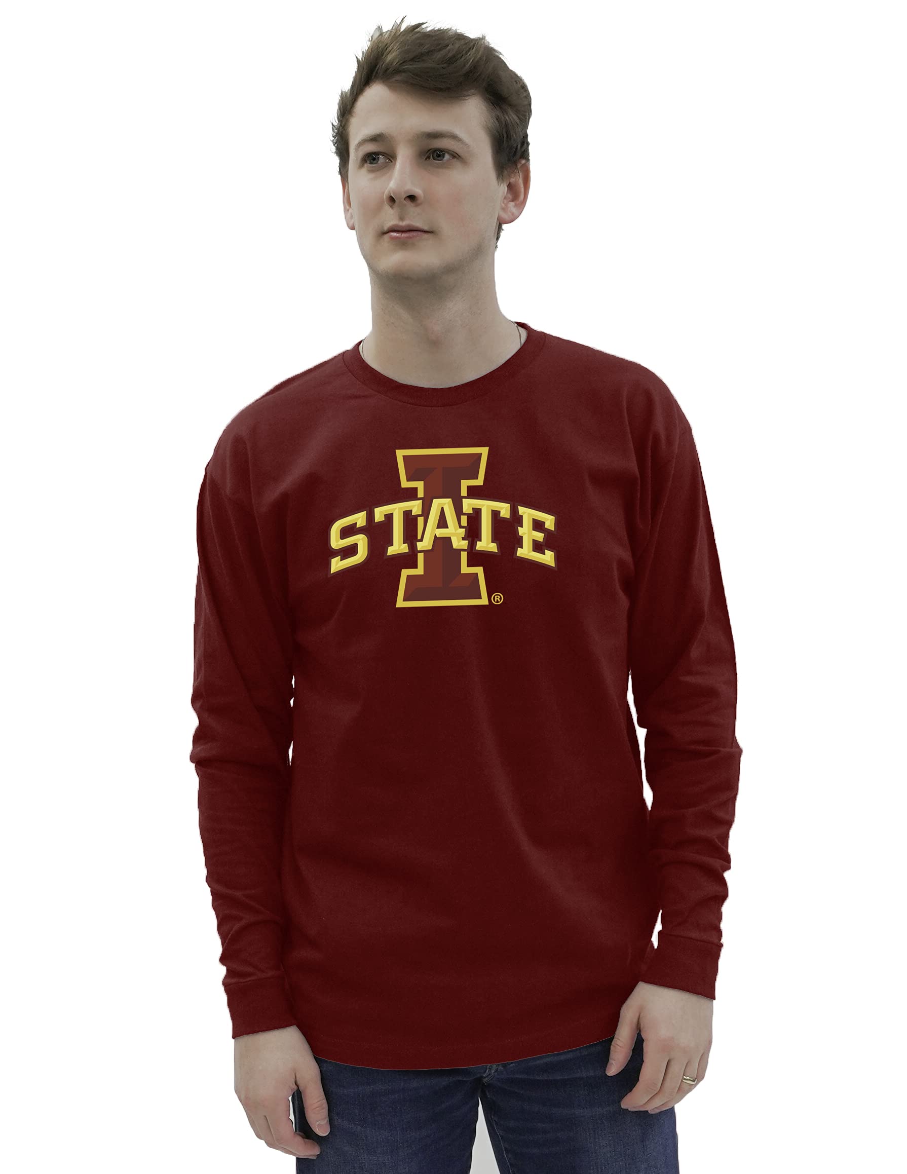 Blue 84 Men's Iowa State Cyclones Long Sleeve T Shirt Team Color Icon, Cardinal, Large