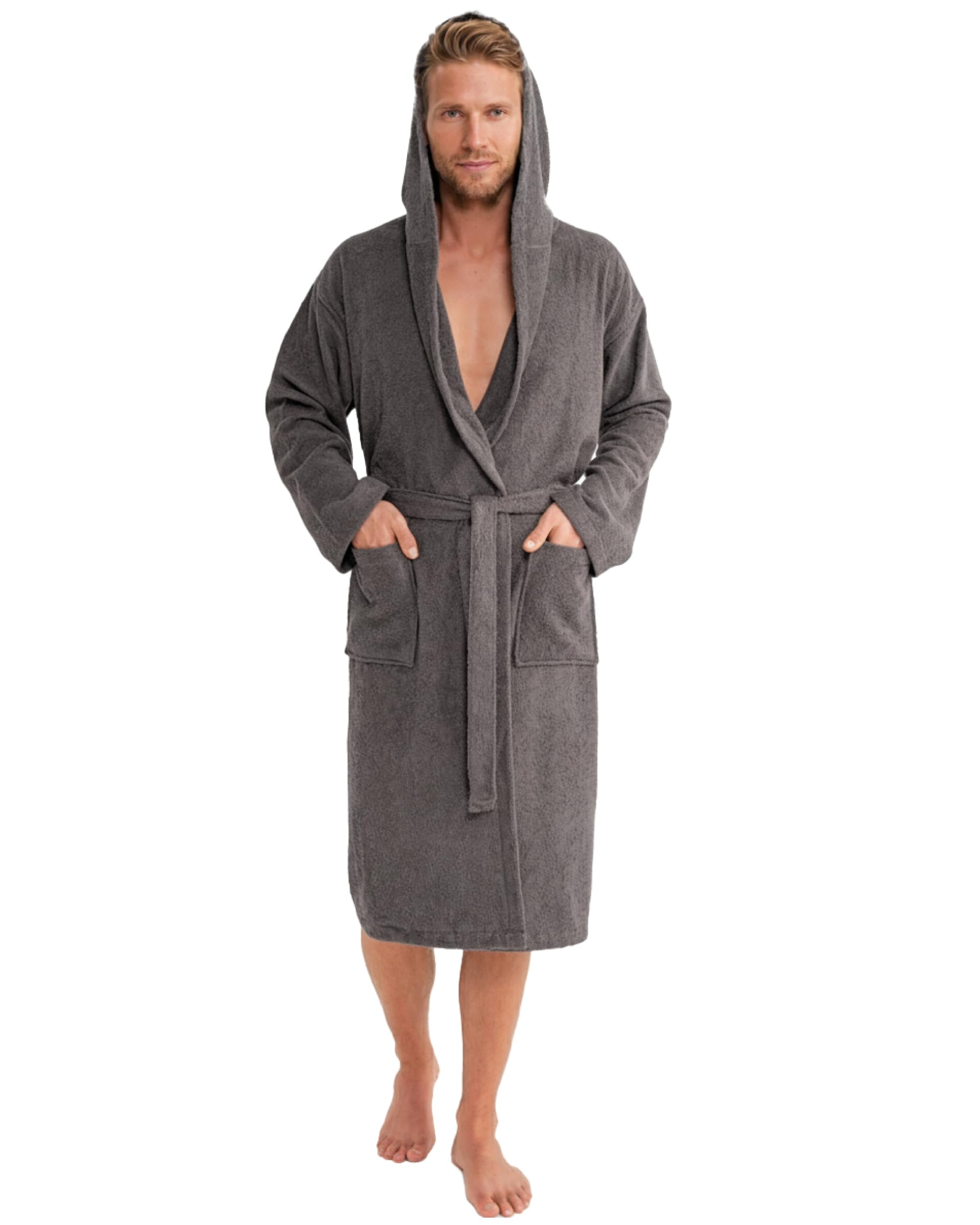 Twinzen Accappatoio Uomo Spugna con Cappuccio 100% Cotone - Morbido, Assorbente, Certificato Oeko-Tex