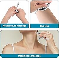 Vista 5 de Gua Sha Point - Herramienta de masaje de acero inoxidable para masaje de tejido profundo, diseño ergonómico, masajeador de acupresión para cuello