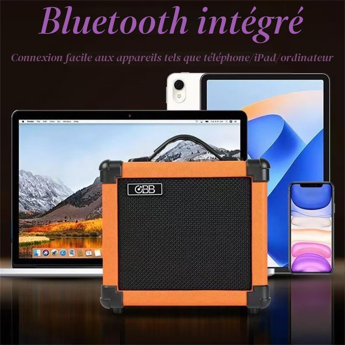 Coolmusic 10G Mini amplificateur de Guitare 10W amplificateur de Guitare électrique Portable Haut-Parleur combiné, intégré Bluetooth(inclure Un Adaptateur UE)