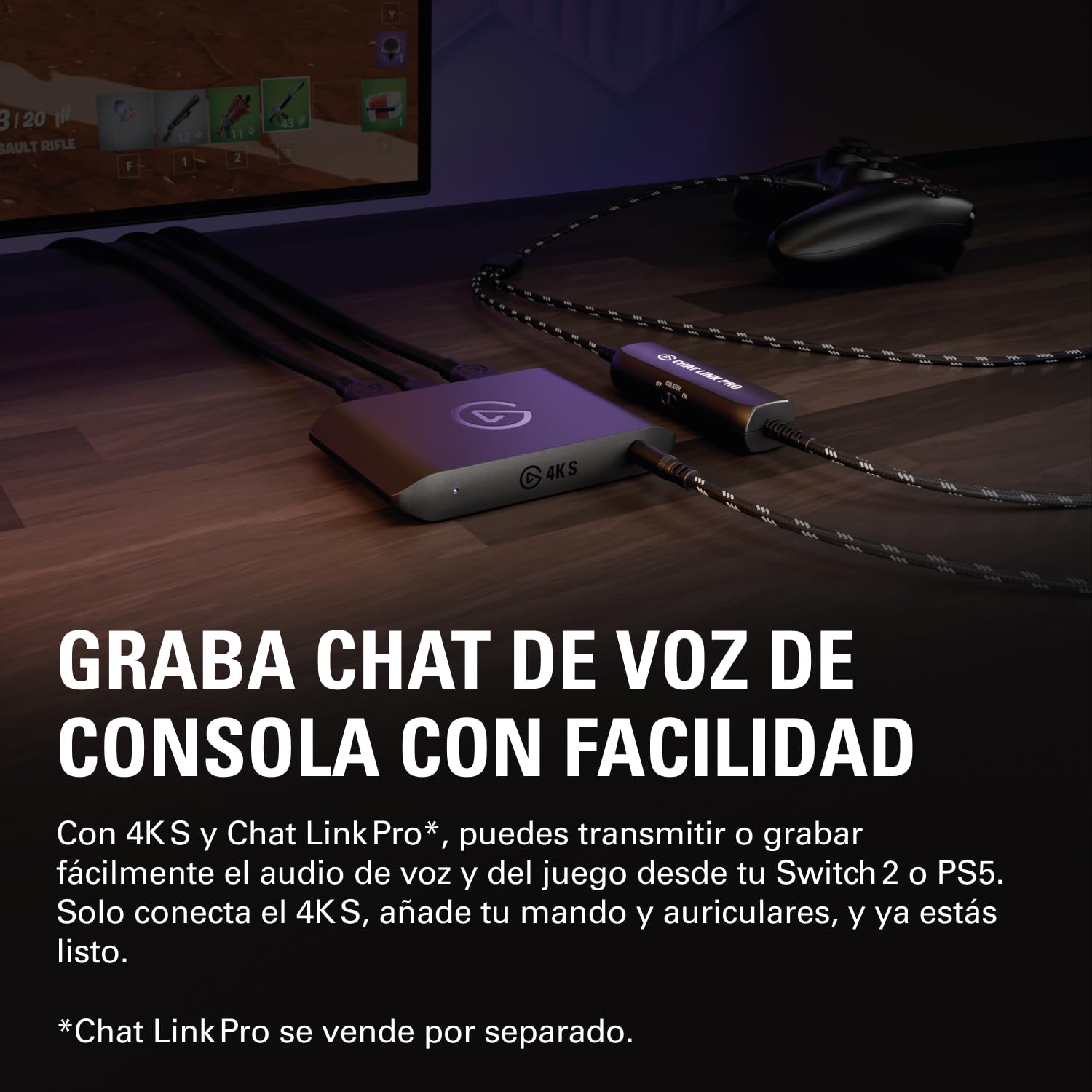 Elgato 4K S, tarjeta de captura externa | Captura 4K60, paso de 1440p120 o 1080p240, soporte HDR10, latencia cercana a cero, USB-C, entrada de audio analógica