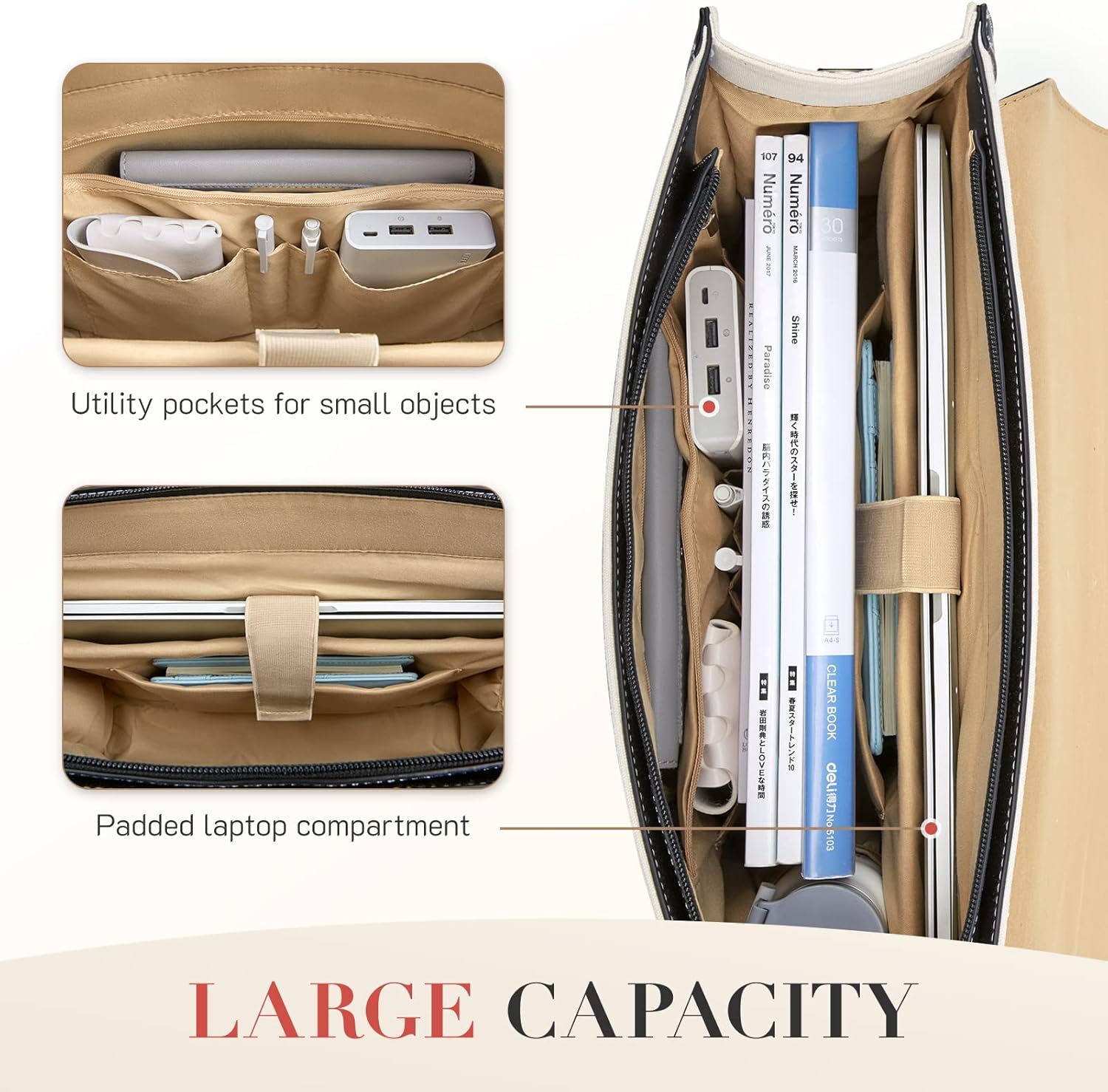 Missnine Laptop Bag 15.6 inch Canvas Messenger Bag for Women Professional Work Bag Shoulder Bag - Image 3