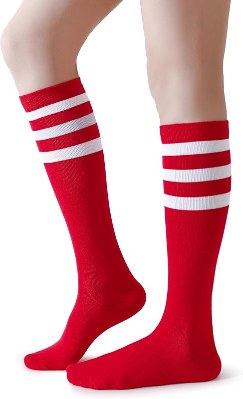Cotton Knee High Socks Stripes Over the Calf Retro Tube Socks