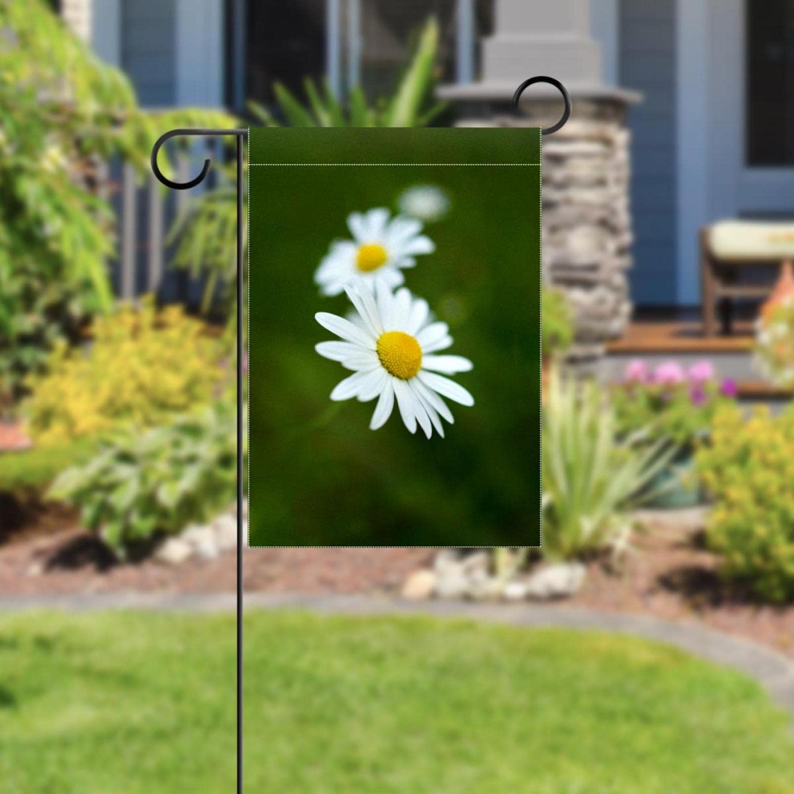 Artofy Hausflagge 'Hello Spring Gänseblümchen' – Blaugrün, 71x101 Cm, Doppelseitig, Wetterfest, Für Garten & Veranda