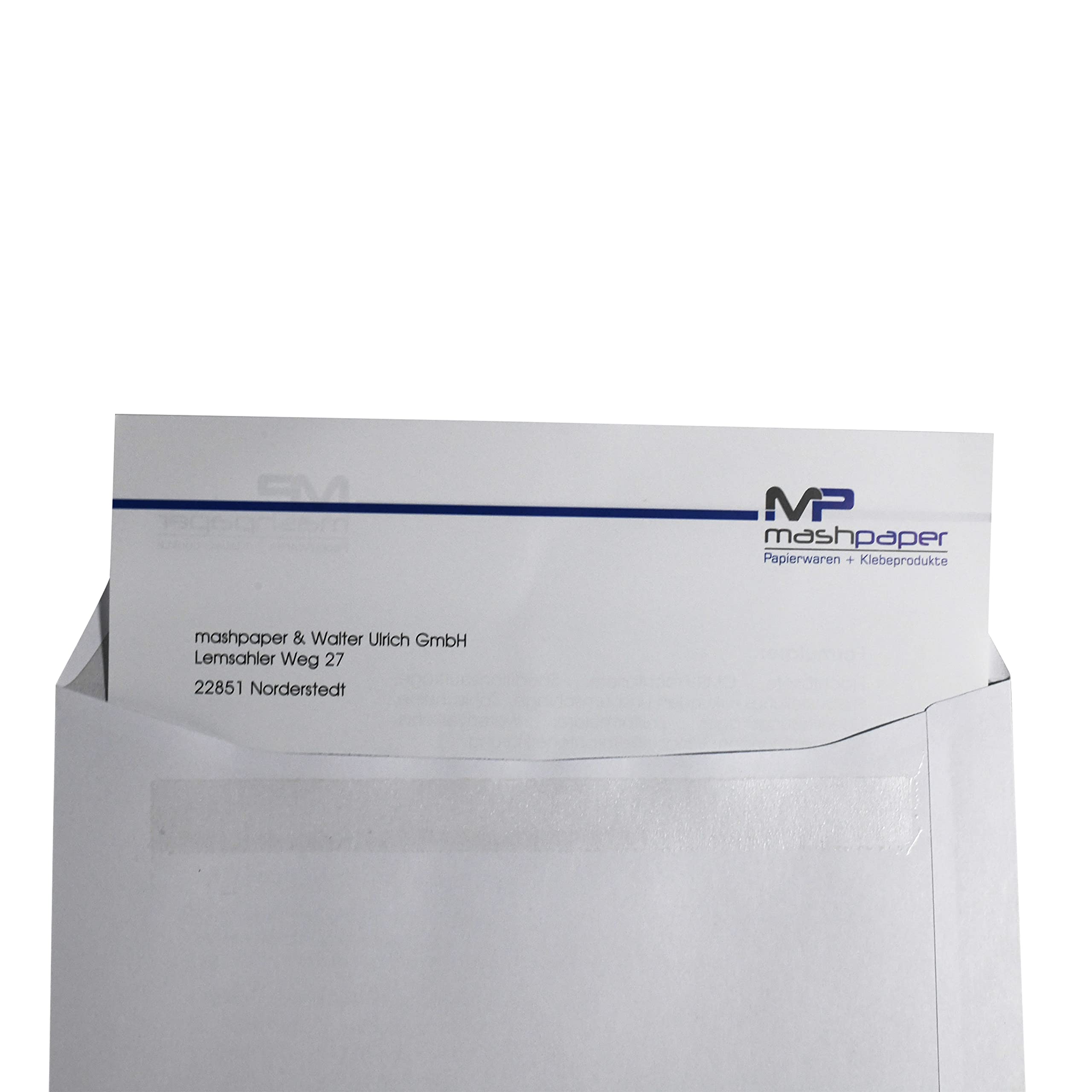MASHPAPER Versandtaschen DIN C4, weiß, ohne Fenster | 229 x 324 mm | Weiße Versandtaschen C4, 250 Stück, Offset weiß chlorfrei 120g/qm, Selbstklebung, ideal für A4 Dokumente ohne Knicken, 102254