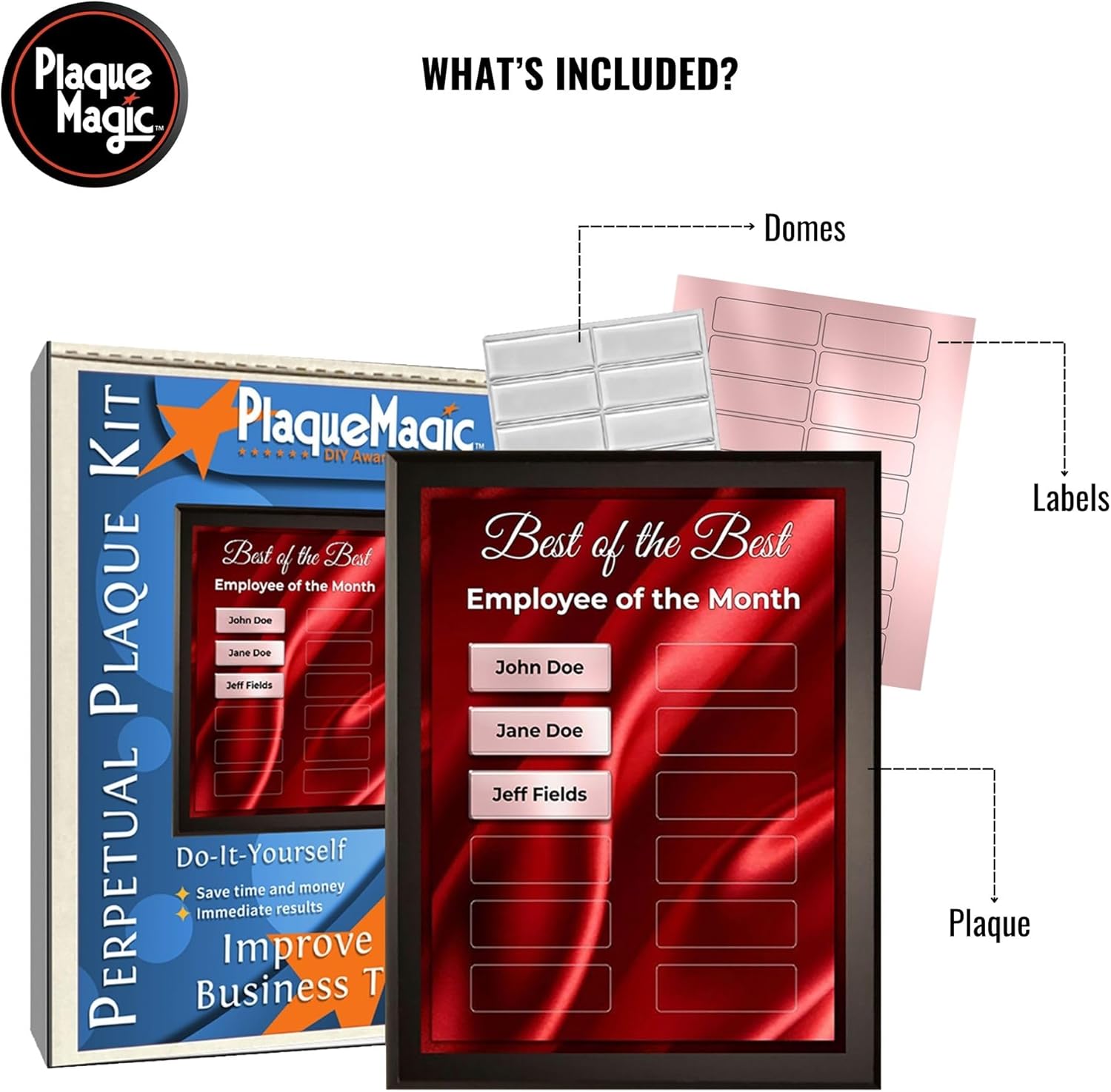 DIY Perpetual Plaque Award Kit | No Engraving Costs | Employee Recognition | Employee of The Month | Employee of The Year | Best of The Best | Achievement Awards (12 Plate, Black Beauty) - Image 3